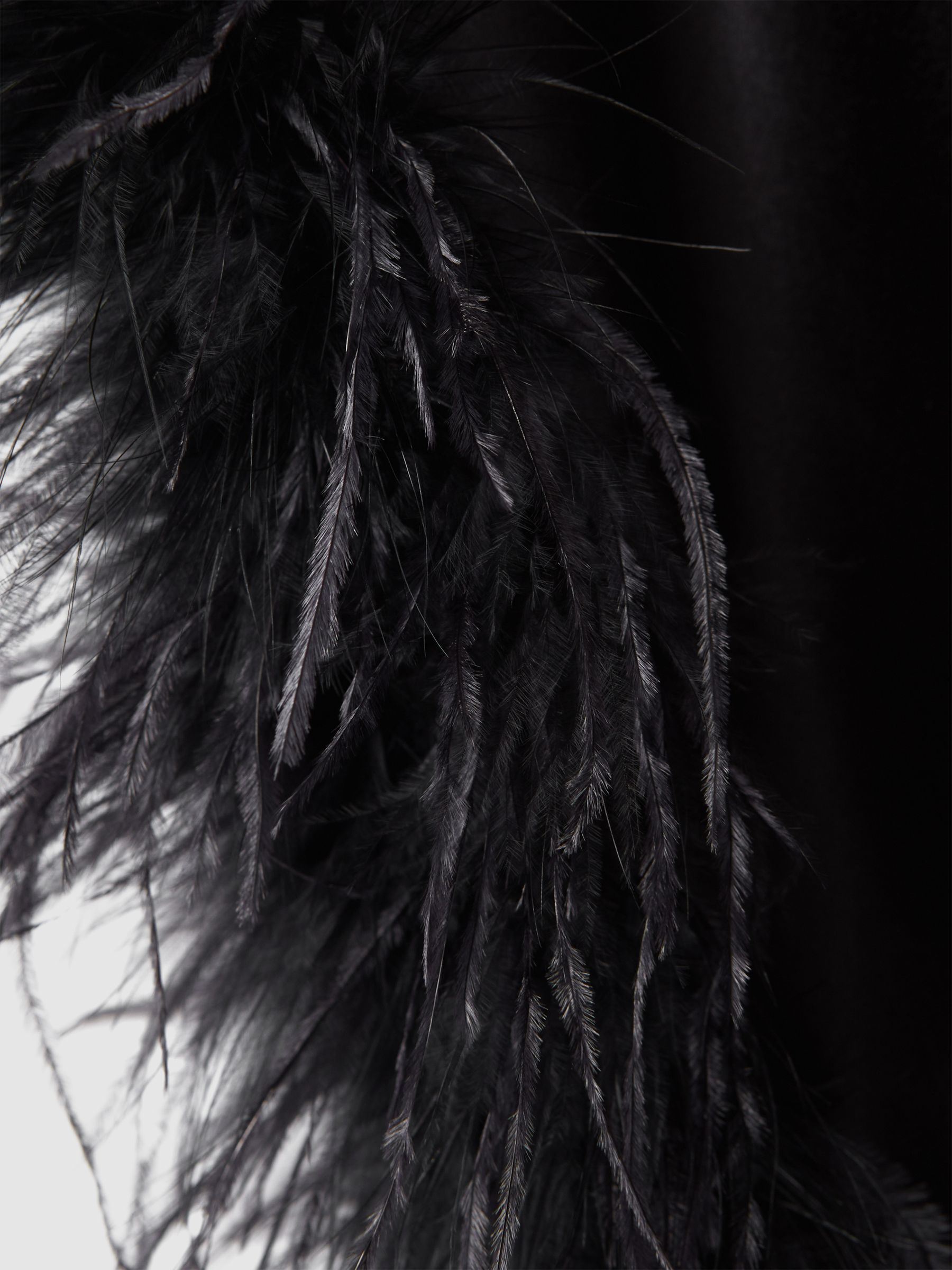 Maison Essentiele Silk Feather Trim Nightdress in Black