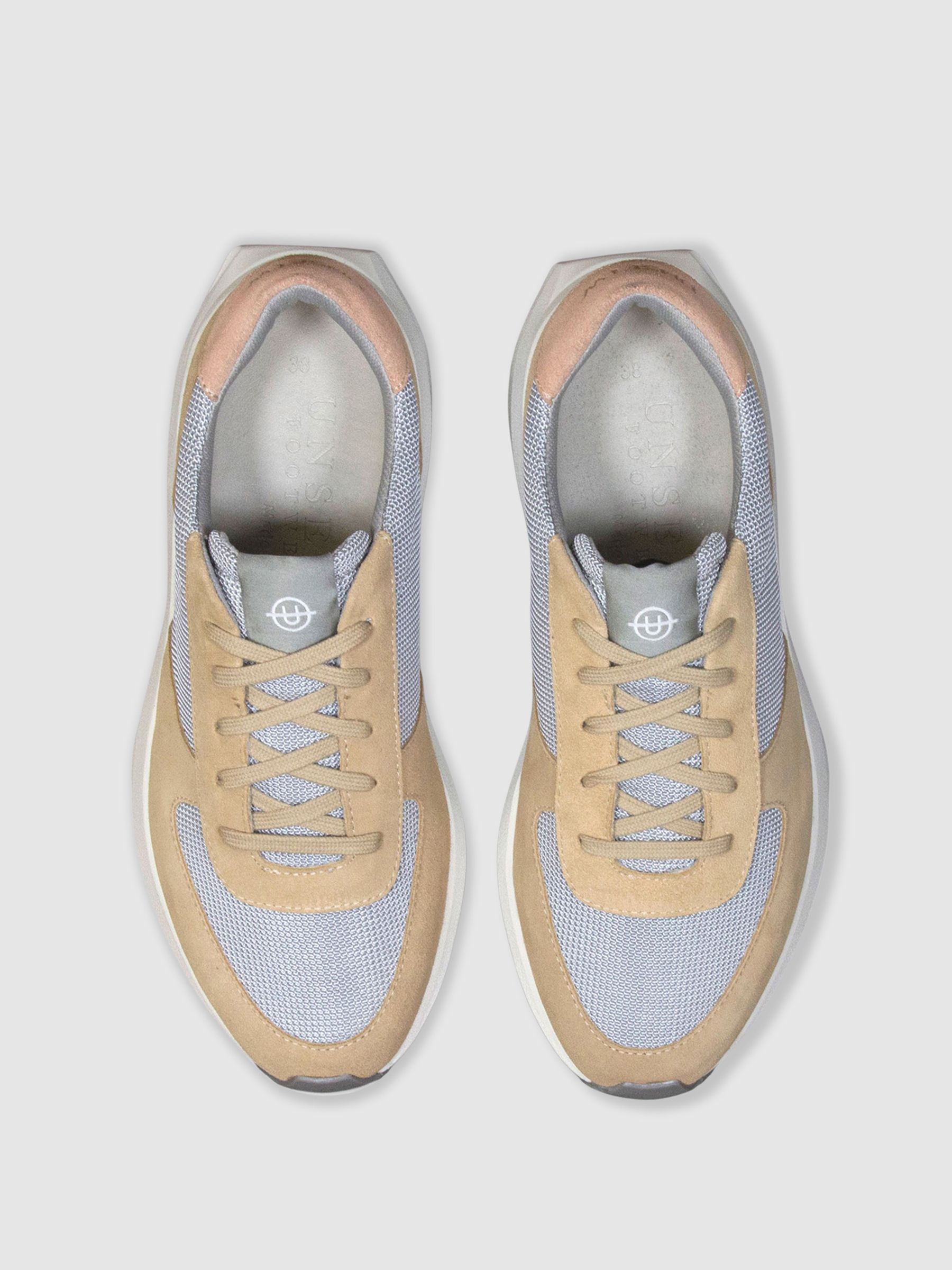 Unseen Footwear Suede Mesh Trinity Trainers in Pink/White