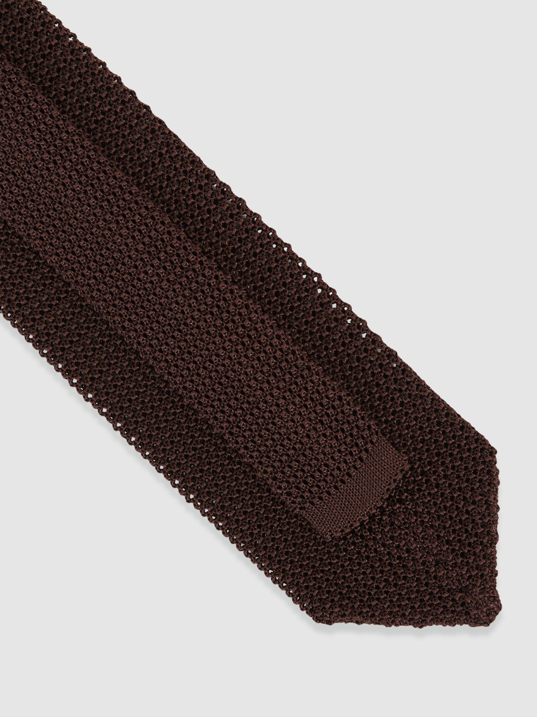 Silk Knitted Tie in Dark Brown