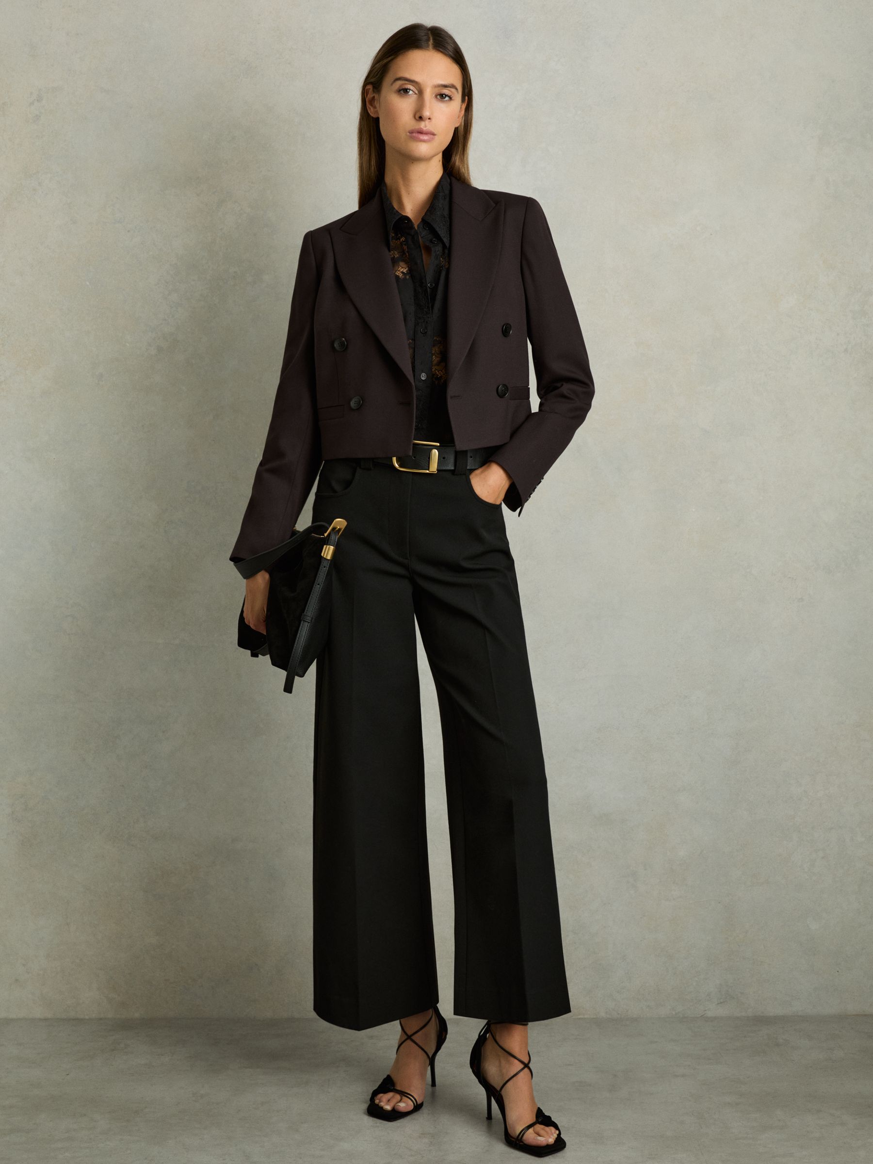 Petite Twill Culotte Trousers in Black