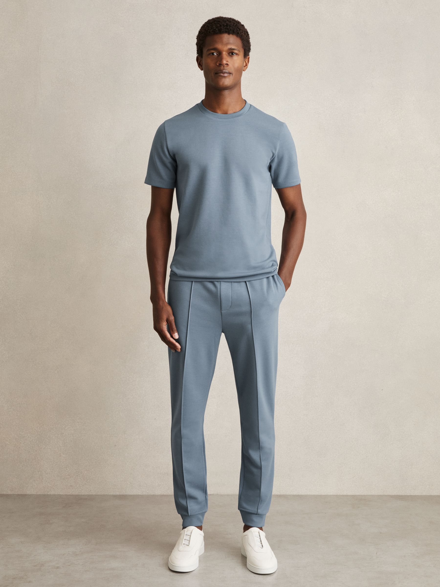 Interlock Jersey Crew Neck T-Shirt in Airforce Blue