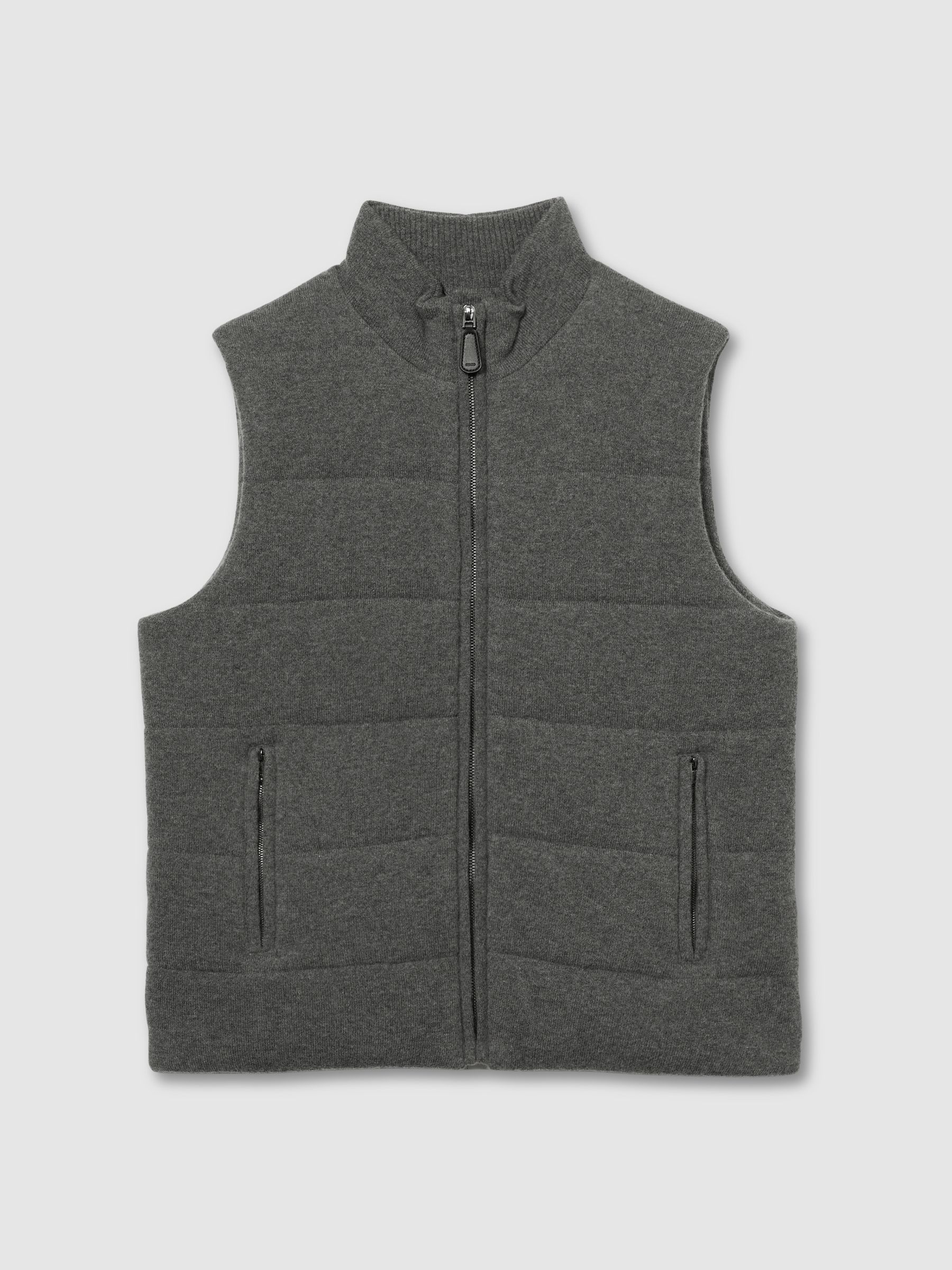 Atelier Quilted-Cashmere Gilet in Mid Grey Melange