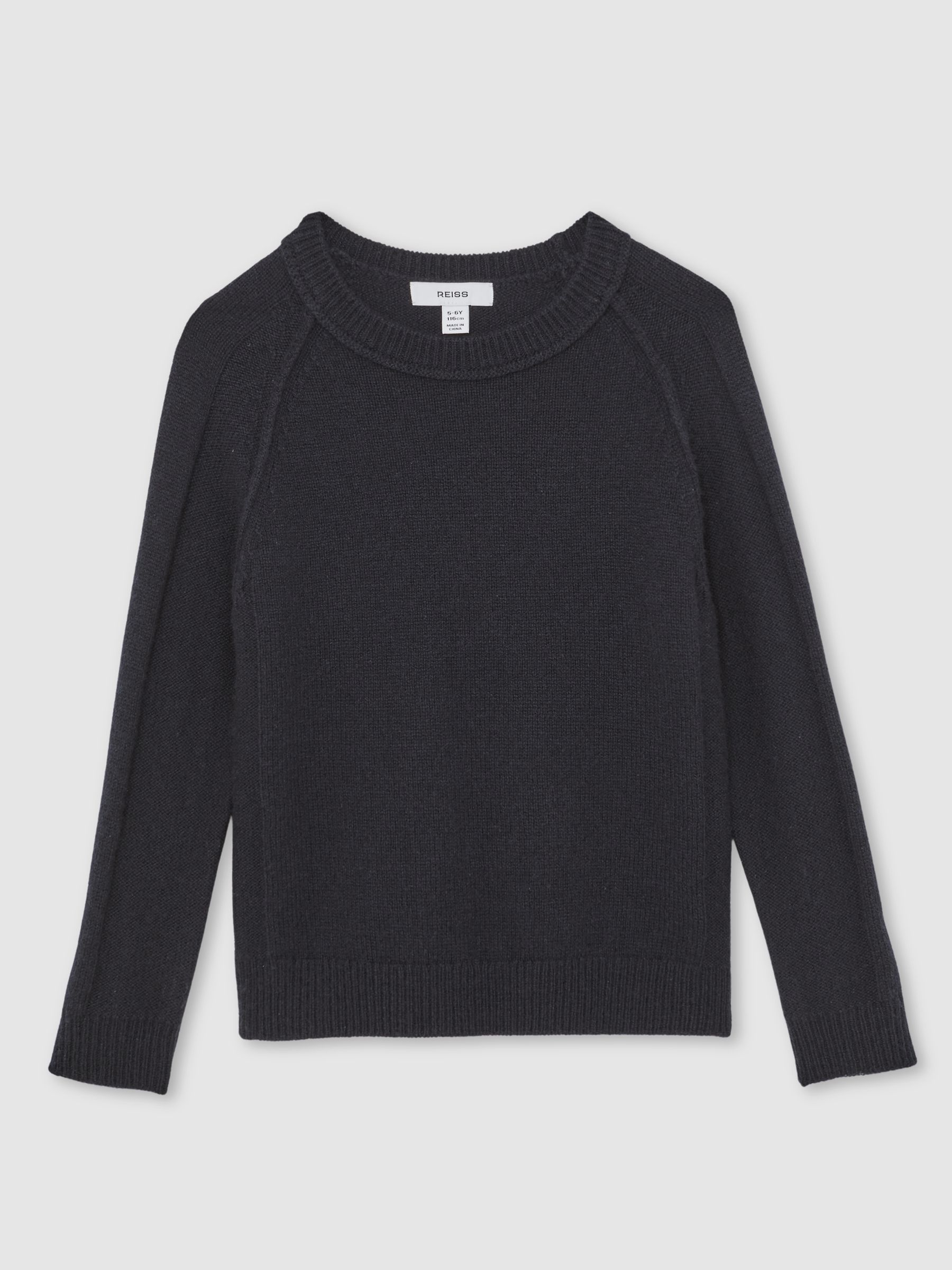3-9 yrs Wool-Cashmere Reverse-Seam Jumper in Navy