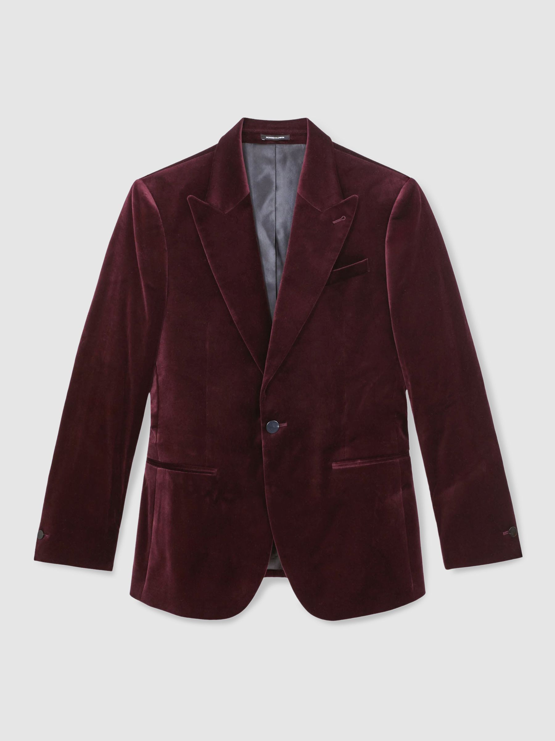 Single-Breasted Velvet Blazer Regular-Fit in Bordeaux