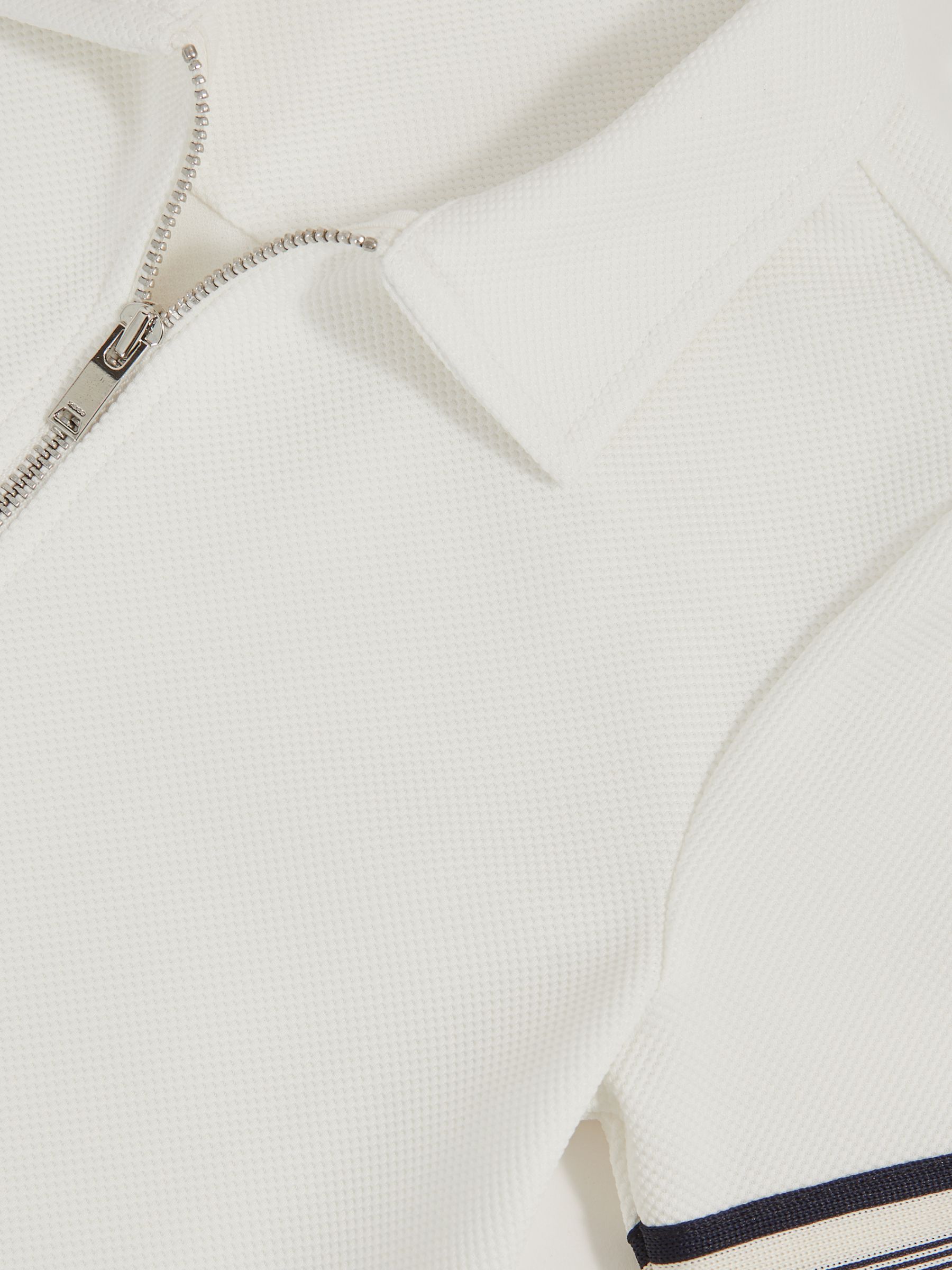 3-9 yrs Textured Half Zip Polo Shirt in White