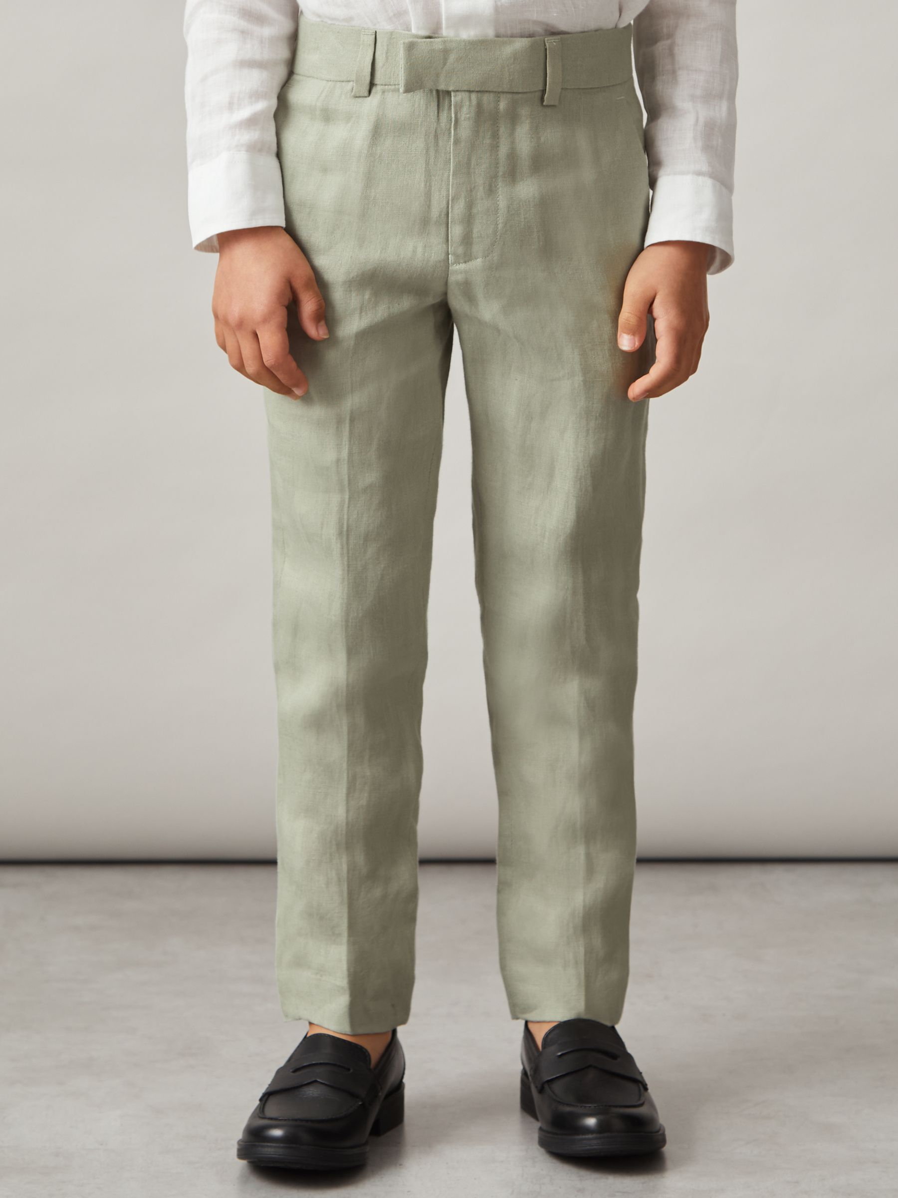 9-13 yrs Slim Fit Linen Adjustable Trousers in Apple