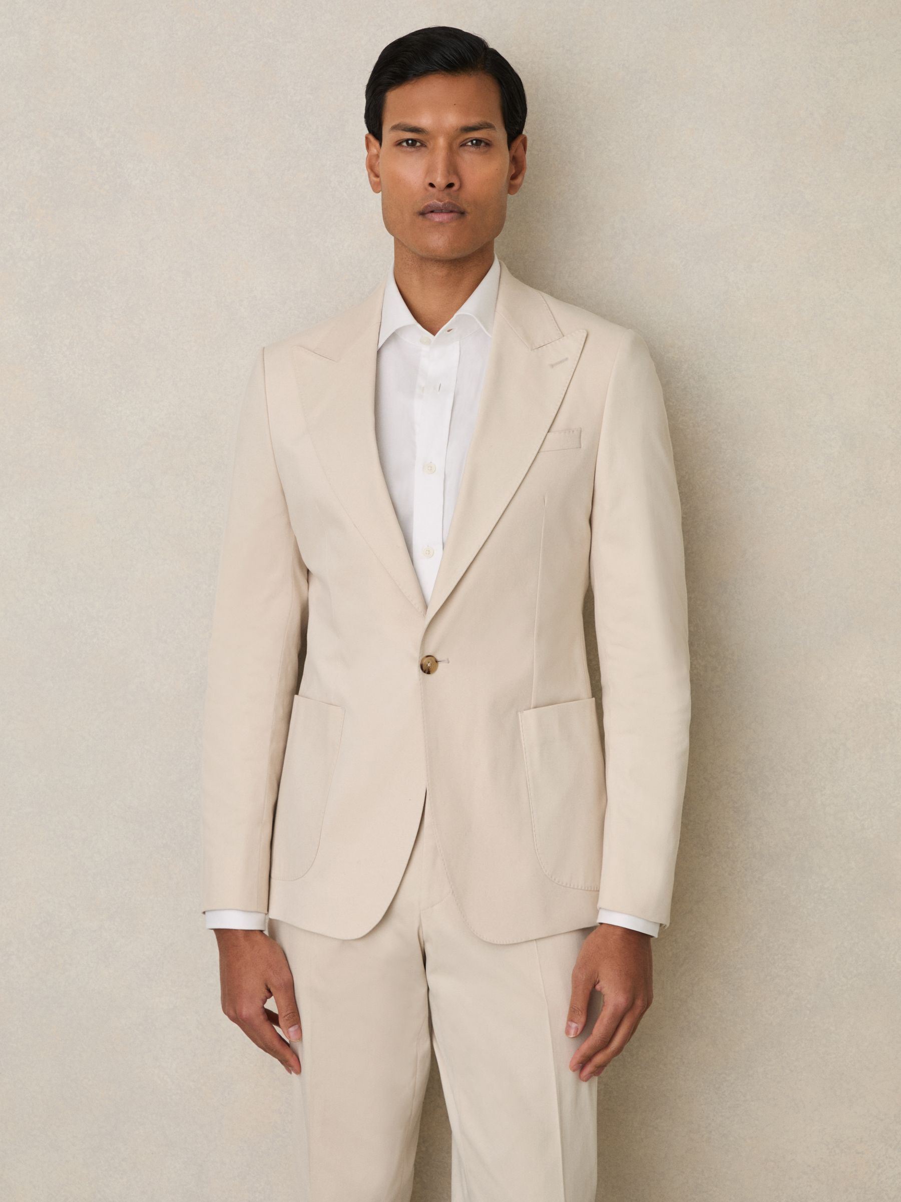 Slim-Fit Single-Breasted Suit Blazer in Stone