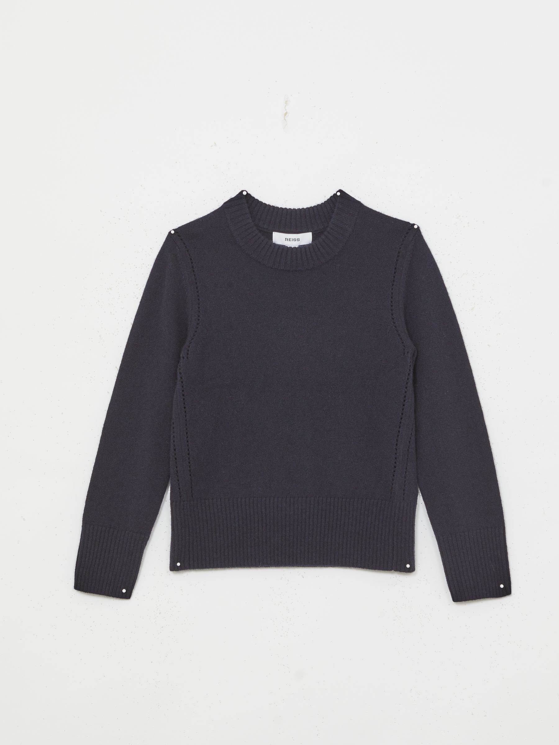 3-9 yrs Wool-Blend Open-Stitch Jumper with Cashmere in Navy