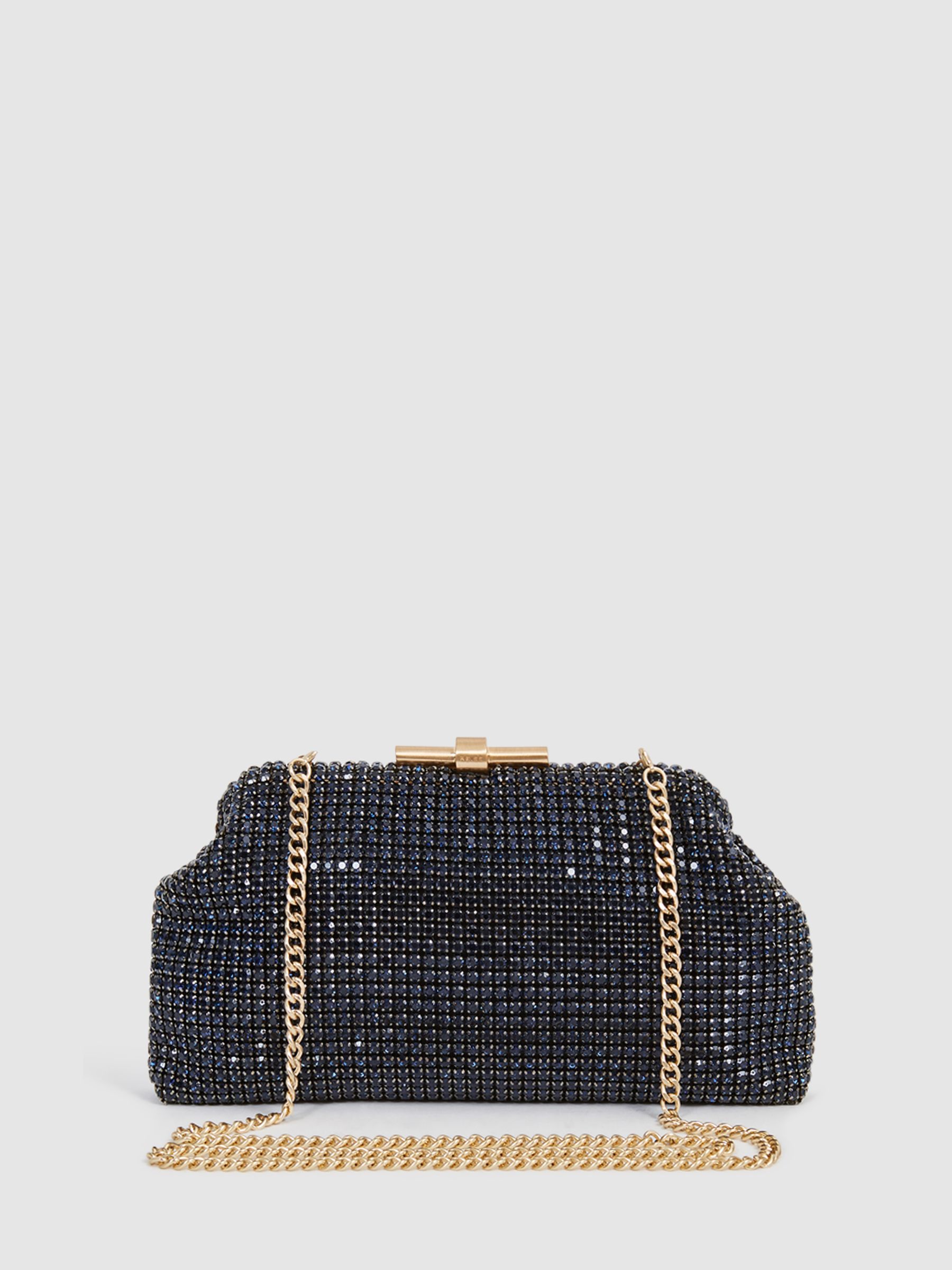 Embellished Clutch Bag in Navy