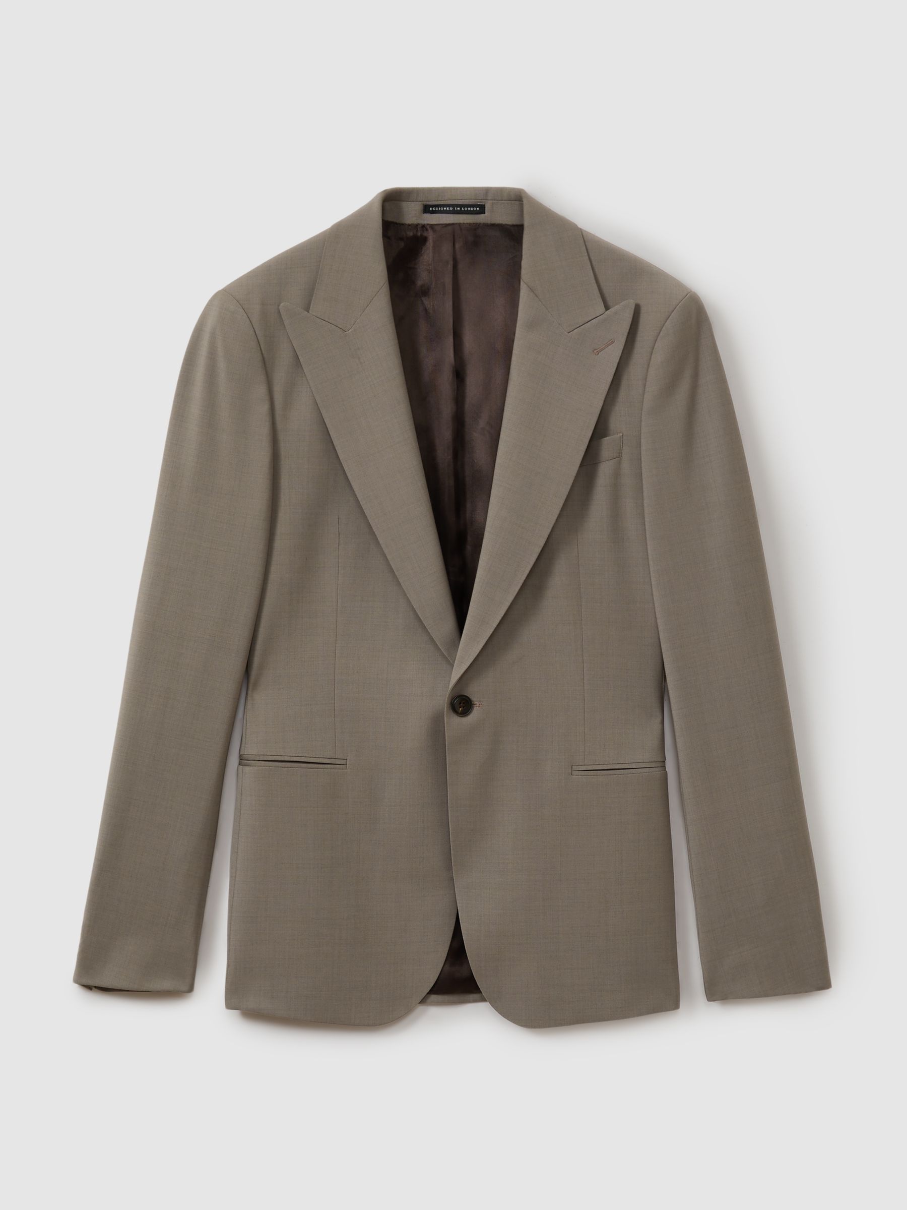 Harley Mushroom Brown Textured Wool Blend Single Breasted Blazer