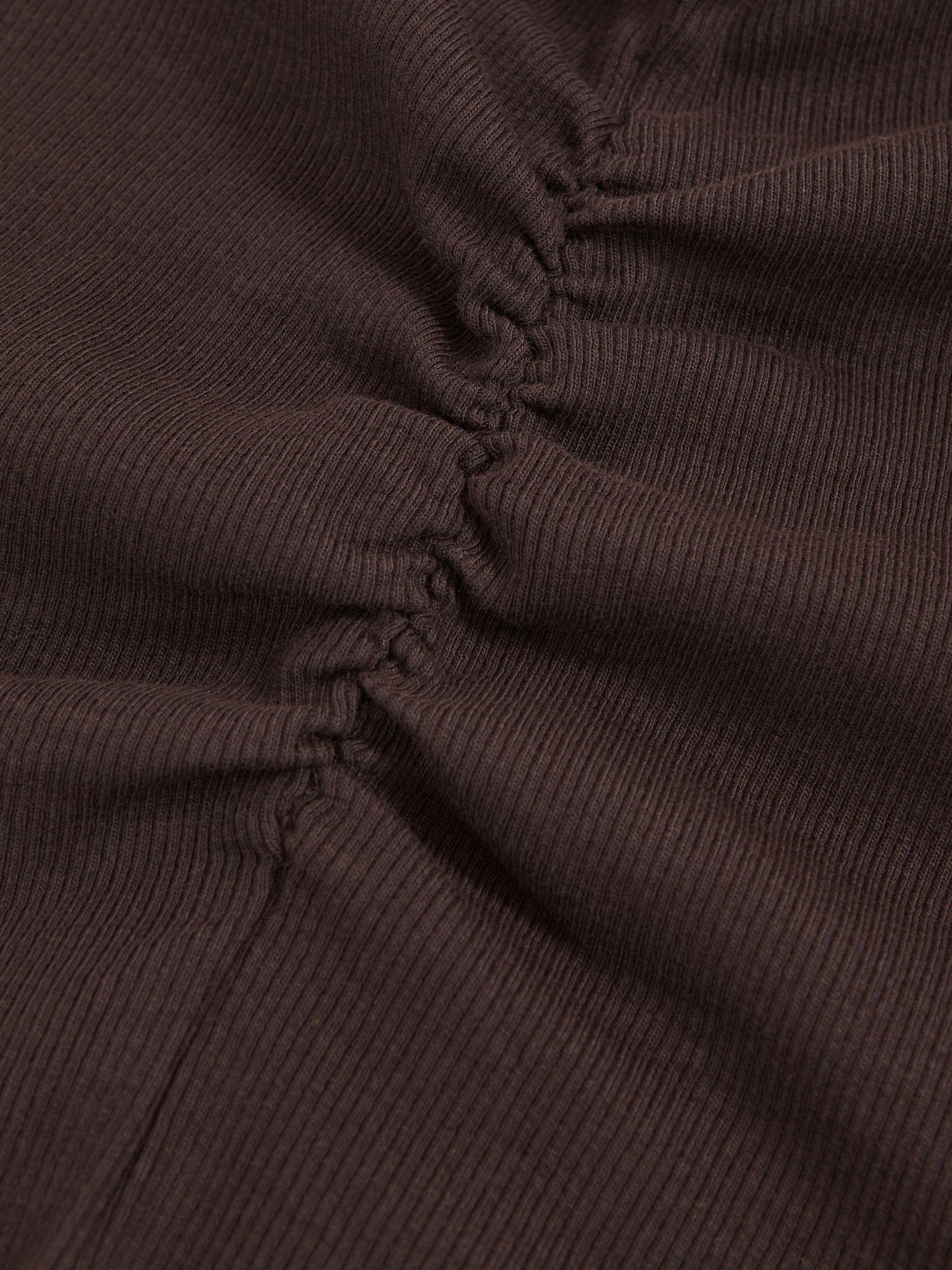 9-13 yrs Cotton Ruched Long-Sleeve T-Shirt with Stretch in Chocolate