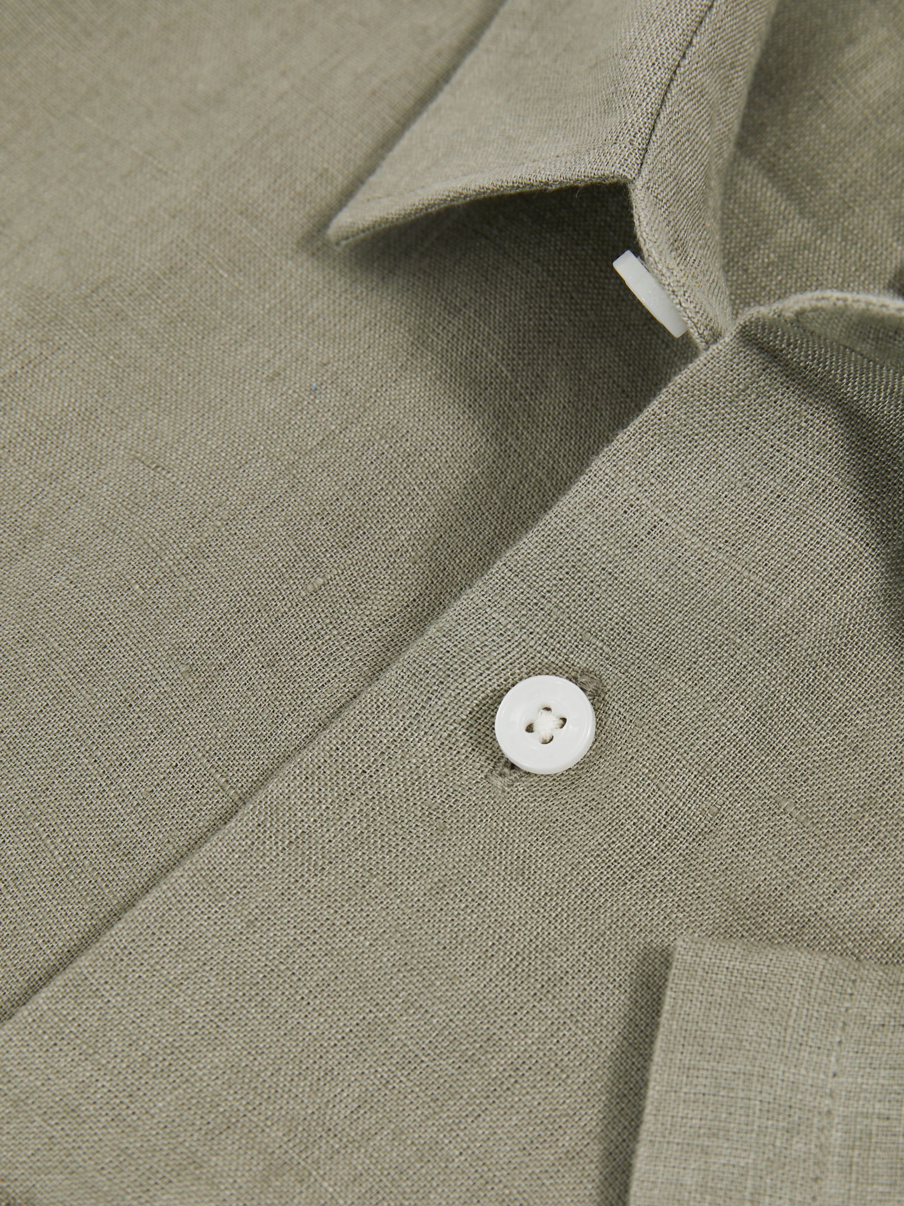 3-9 yrs Linen Short-Sleeve Shirt in Thyme Green