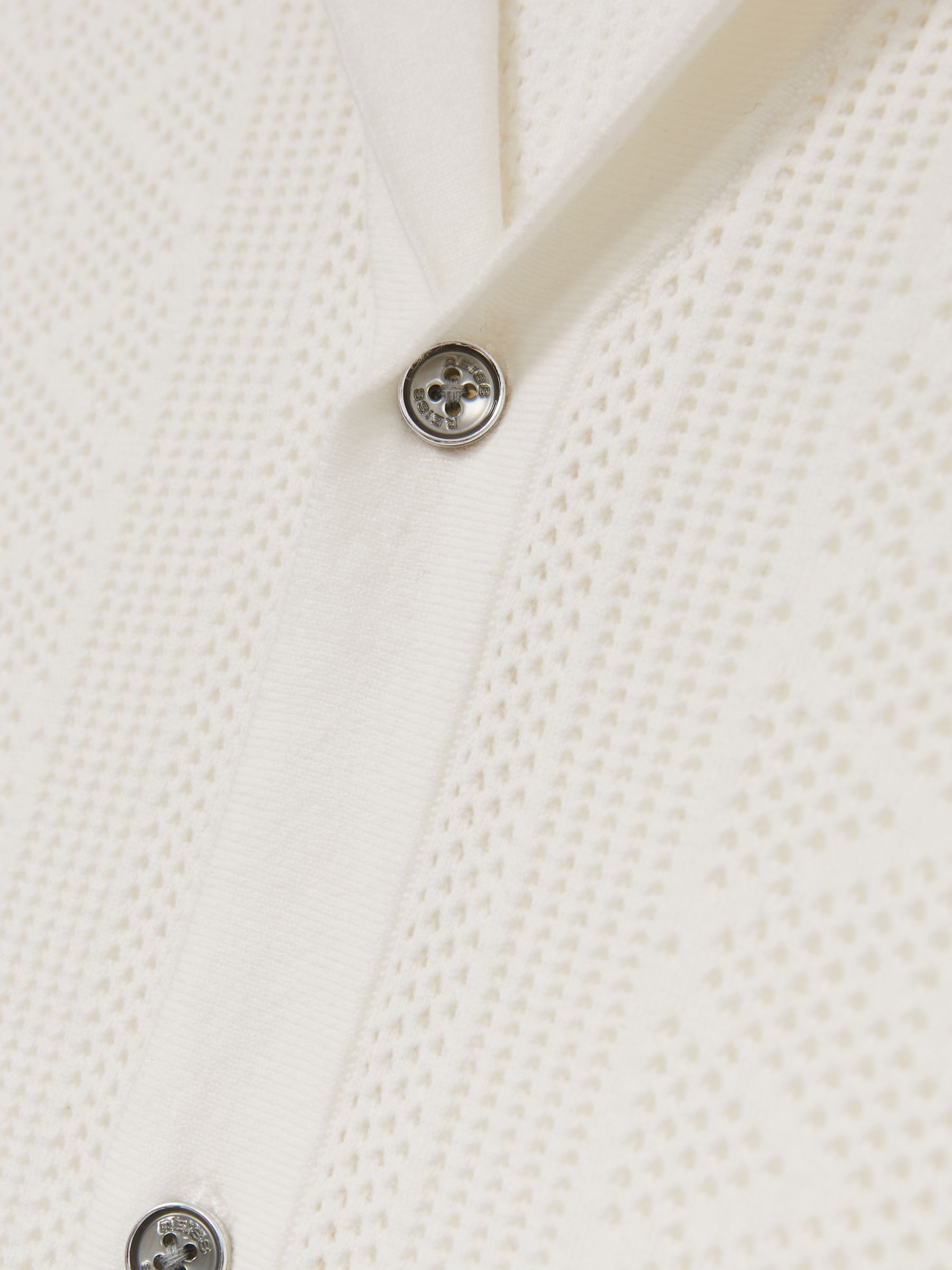 Textured-Knit Short-Sleeve Shirt in White