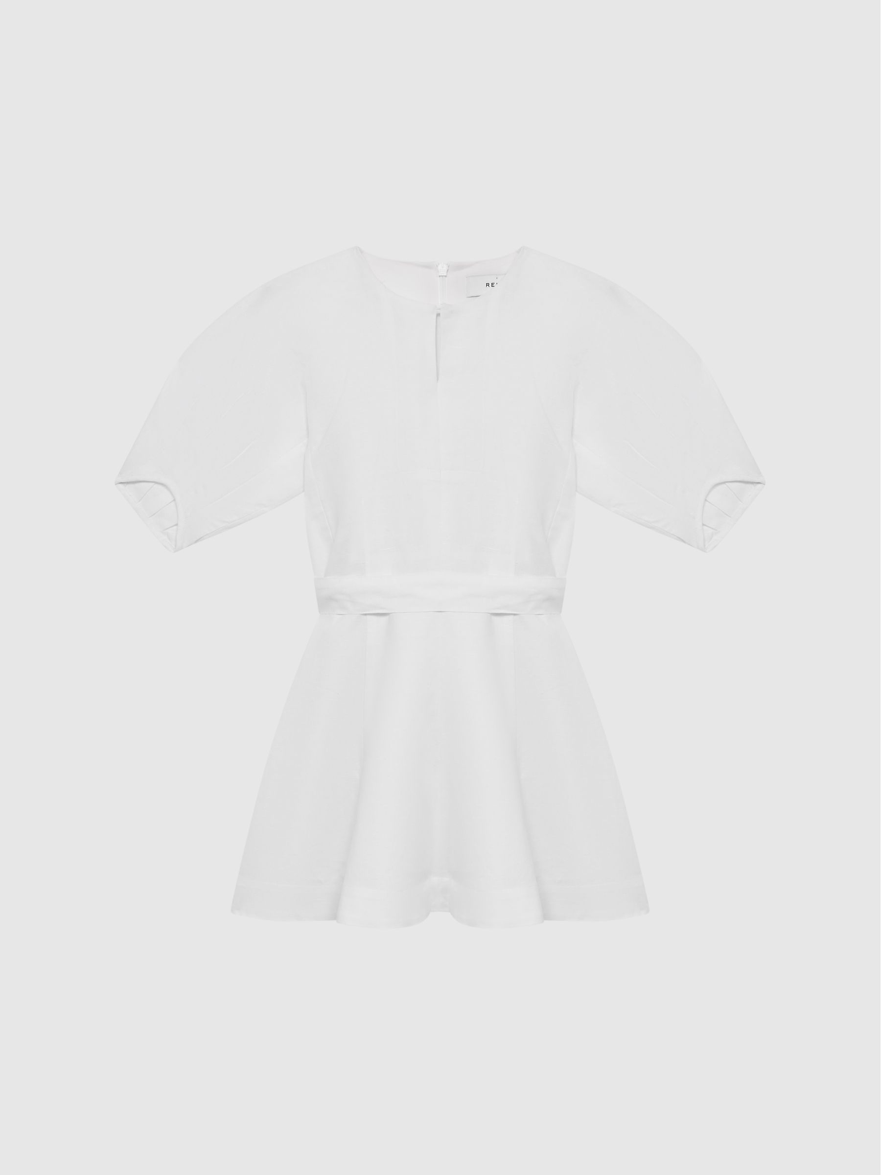 9-12 yrs Heart Print Linen Mini Dress in Ivory