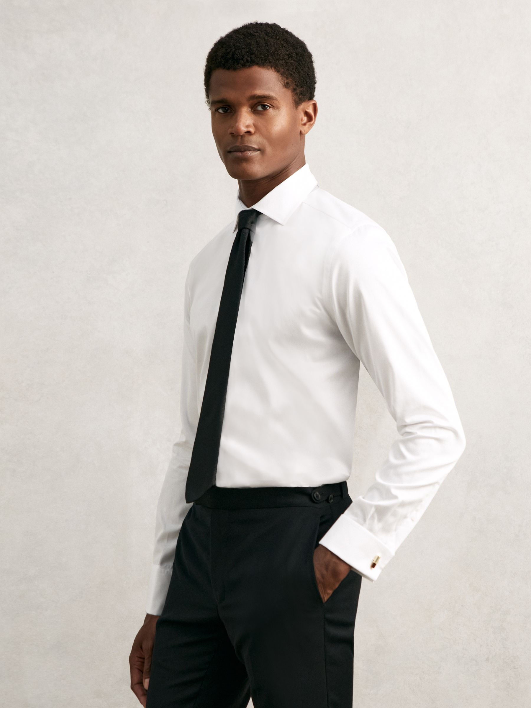 Regular Fit Cotton-Sateen Shirt in White