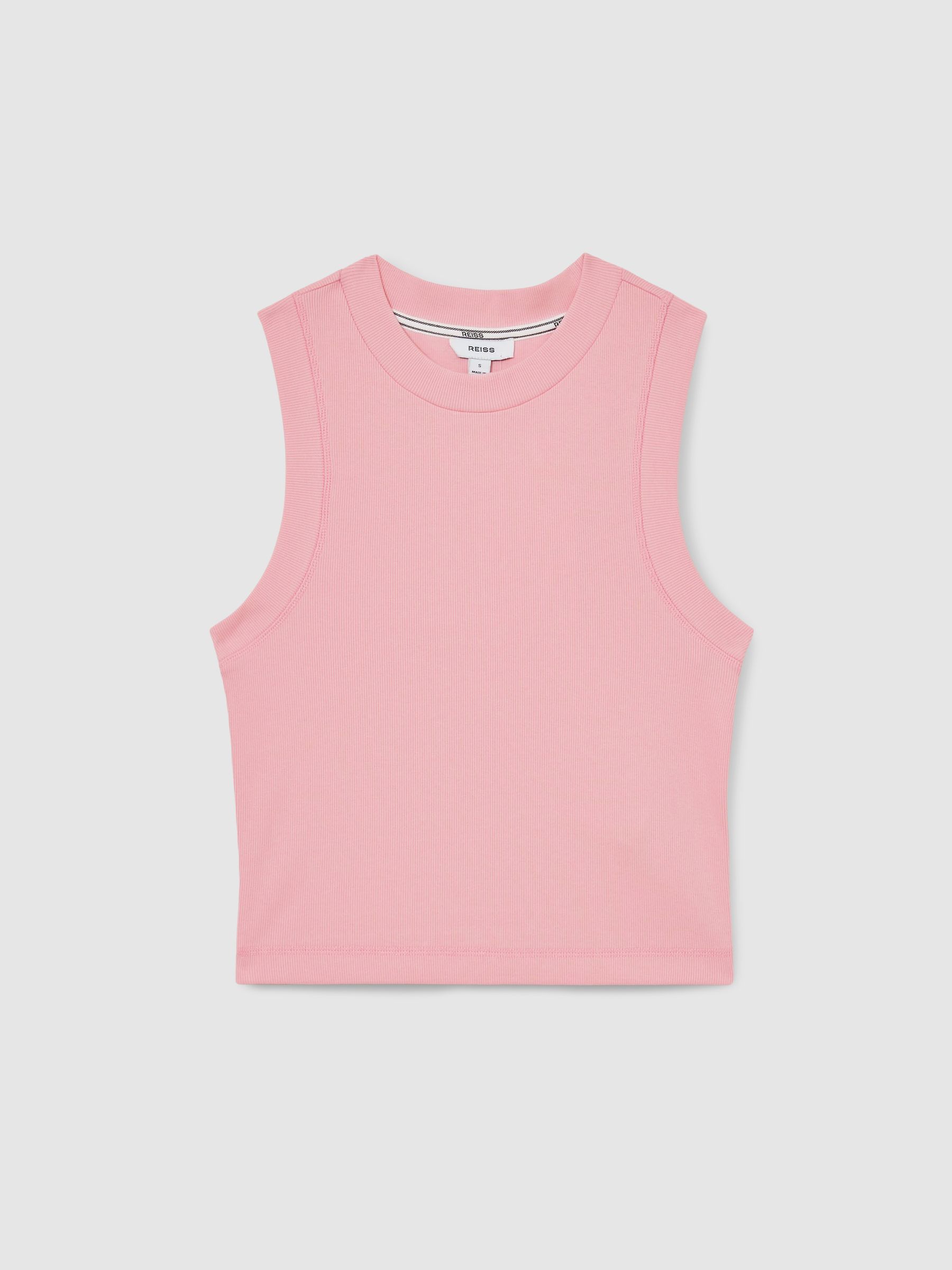 Stretch-Cotton Ribbed Vest in Pink
