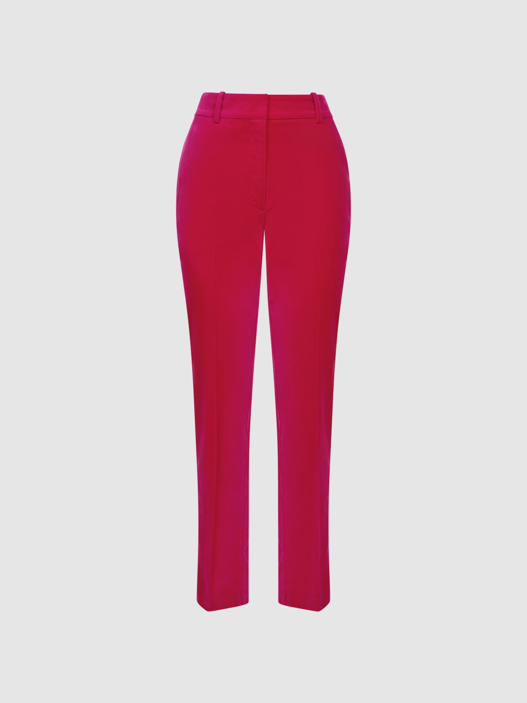 Velvet Tapered Suit Trousers in Pink