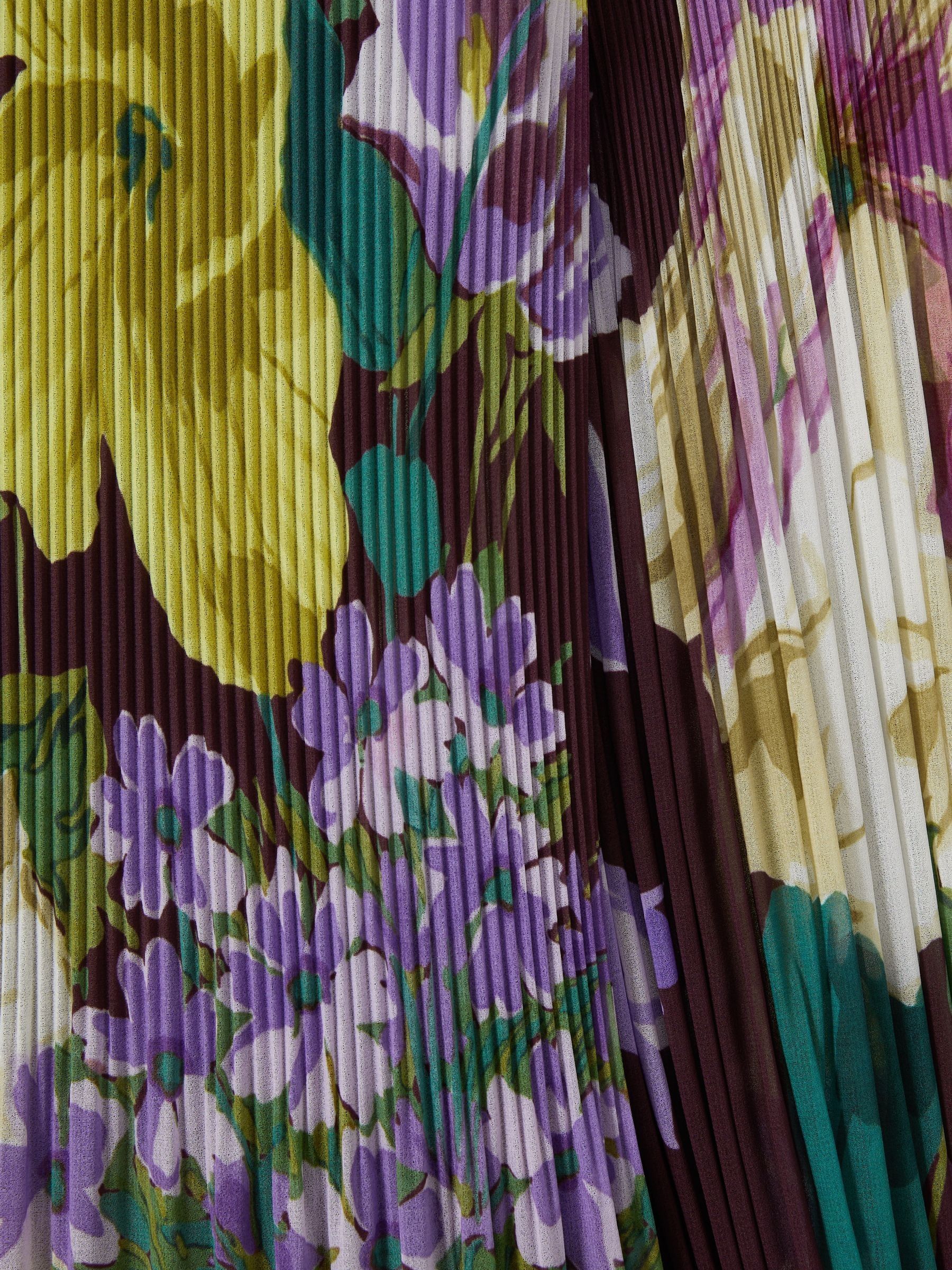 Florere Pleated Blouson Sleeve Midi Dress in Purple