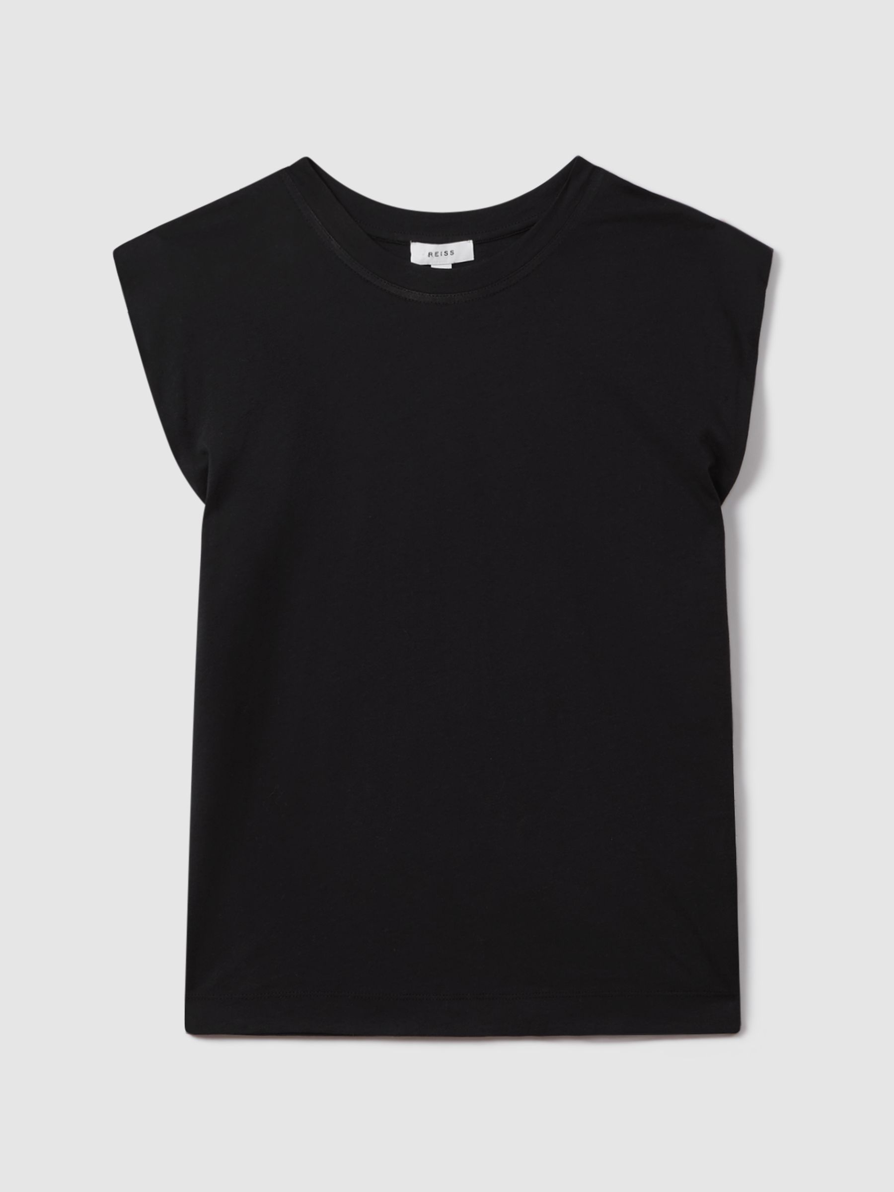 Cotton Capped Sleeve T-Shirt in Black