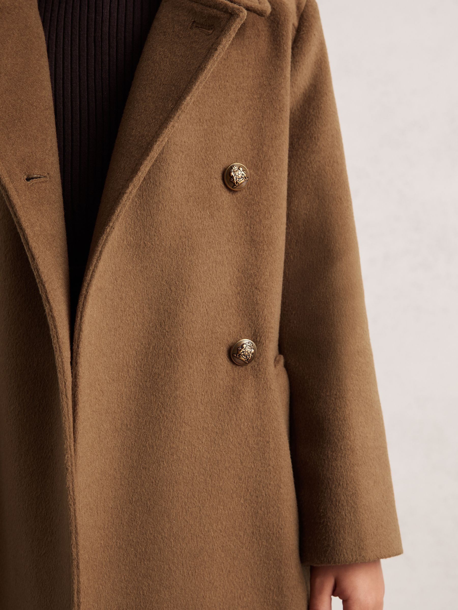 9-13 yrs Wool-Blend Double-Breasted Coat in Camel