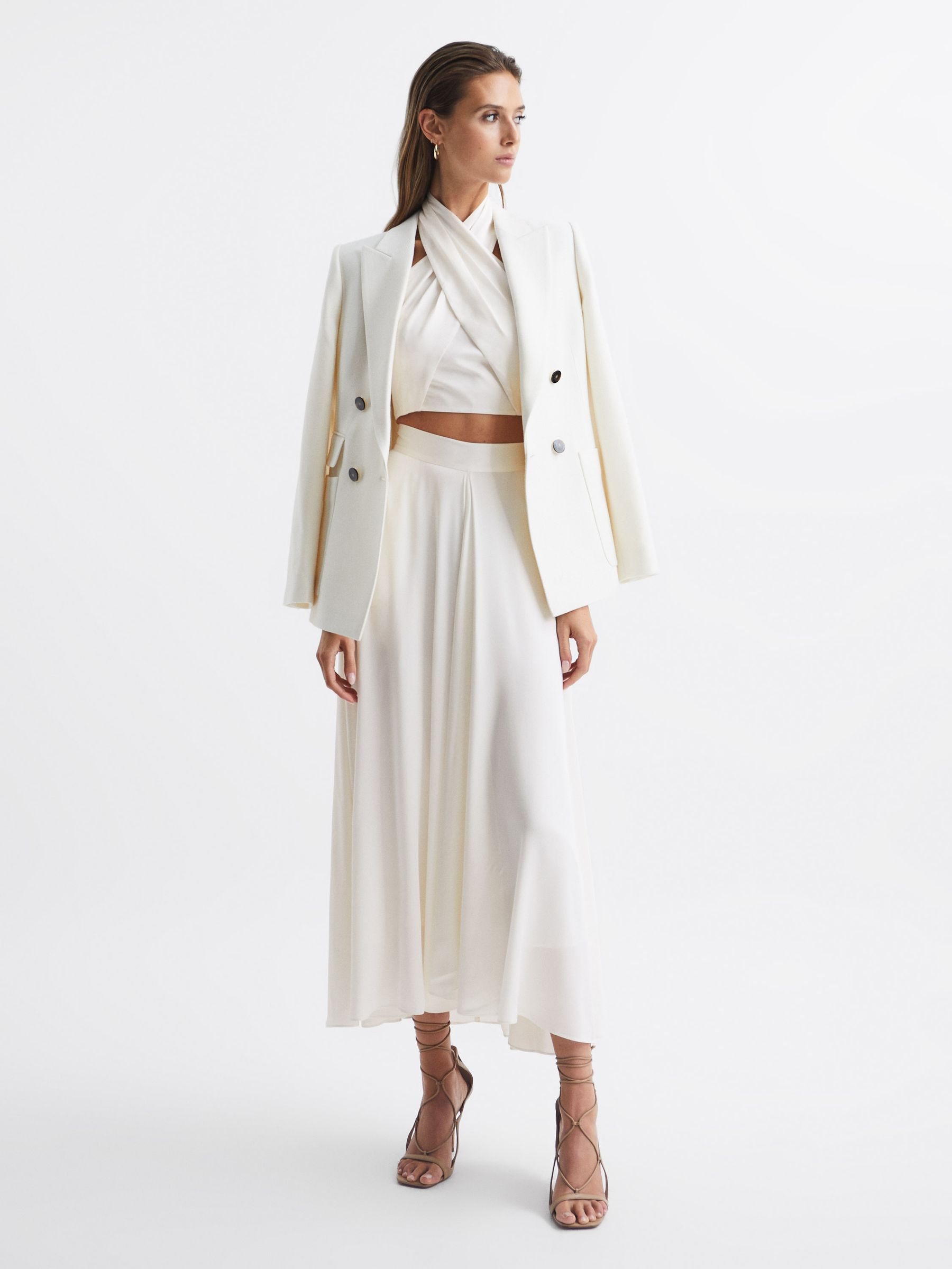 Cropped Halter Occasion Top in White