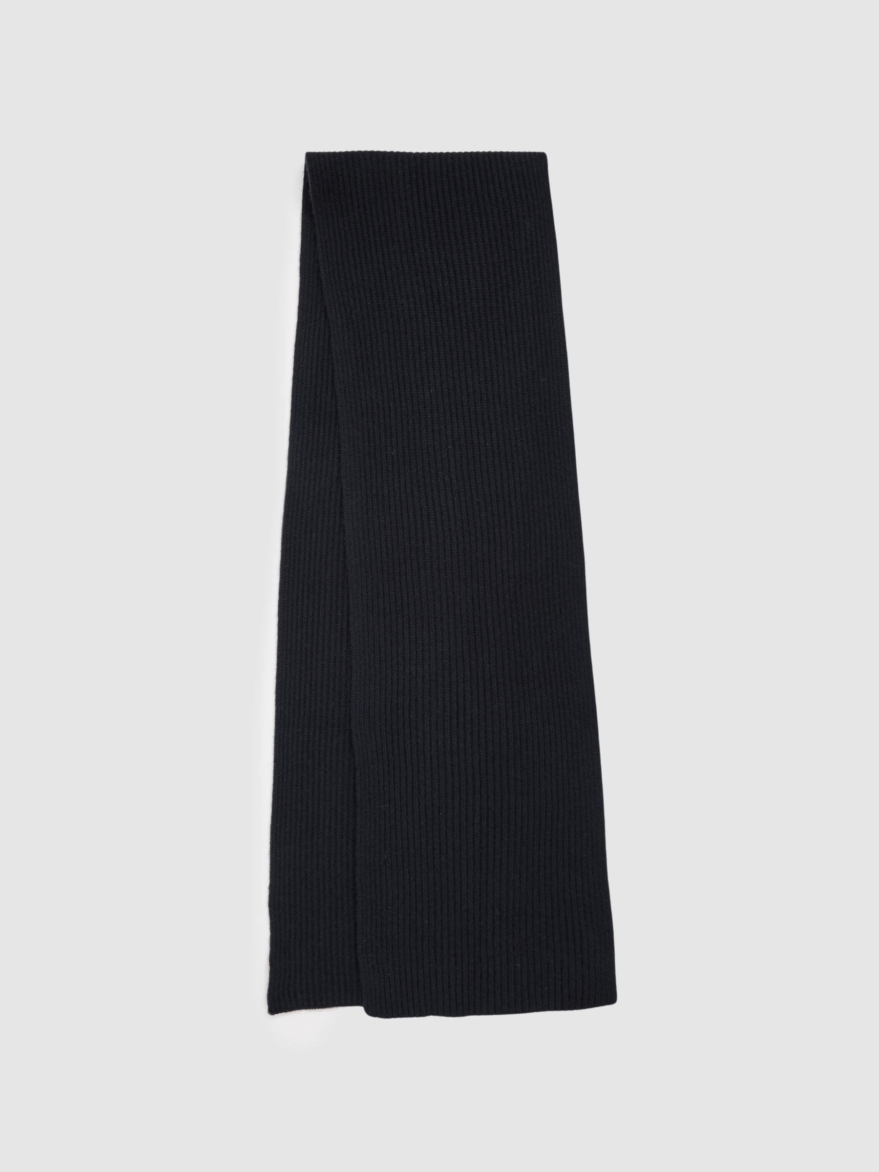 Atelier Ribbed-Cashmere Scarf in Dark Navy