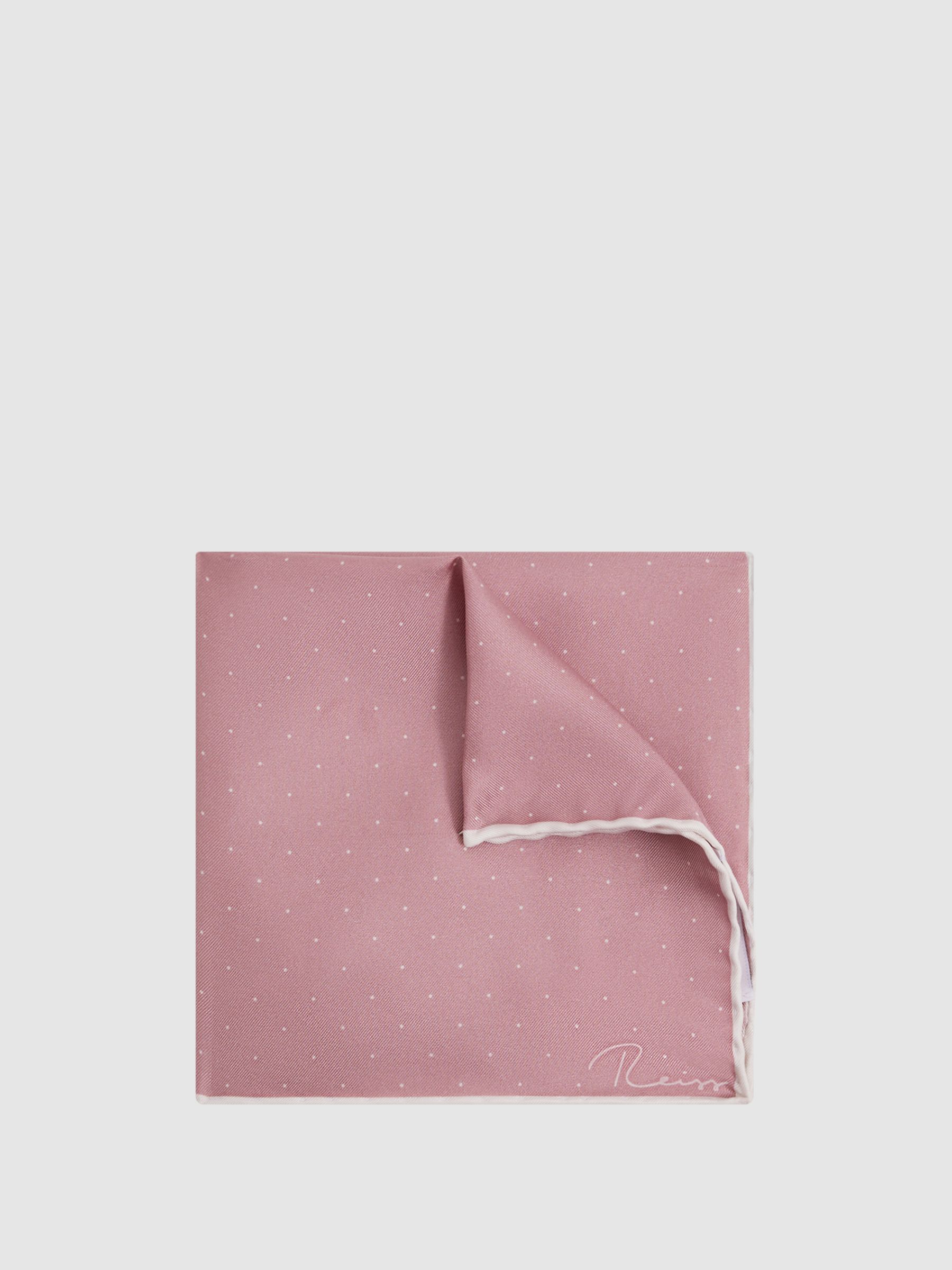 Polka Dot Silk Pocket Square in Pink