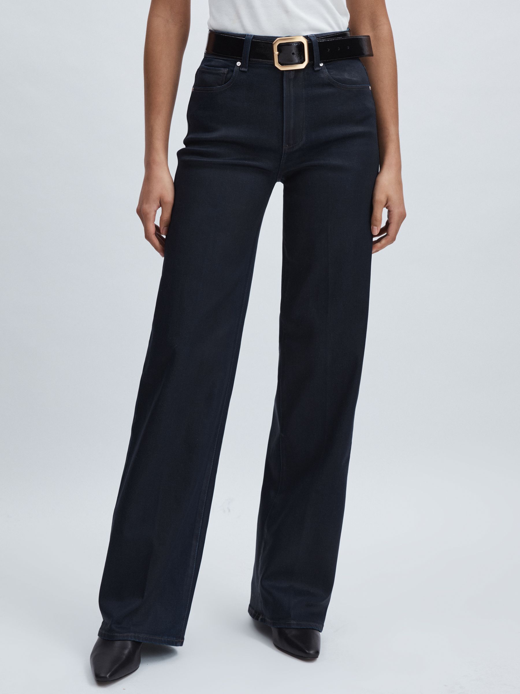 Paige Wide-Leg Coated Jeans in Glazed Indigo
