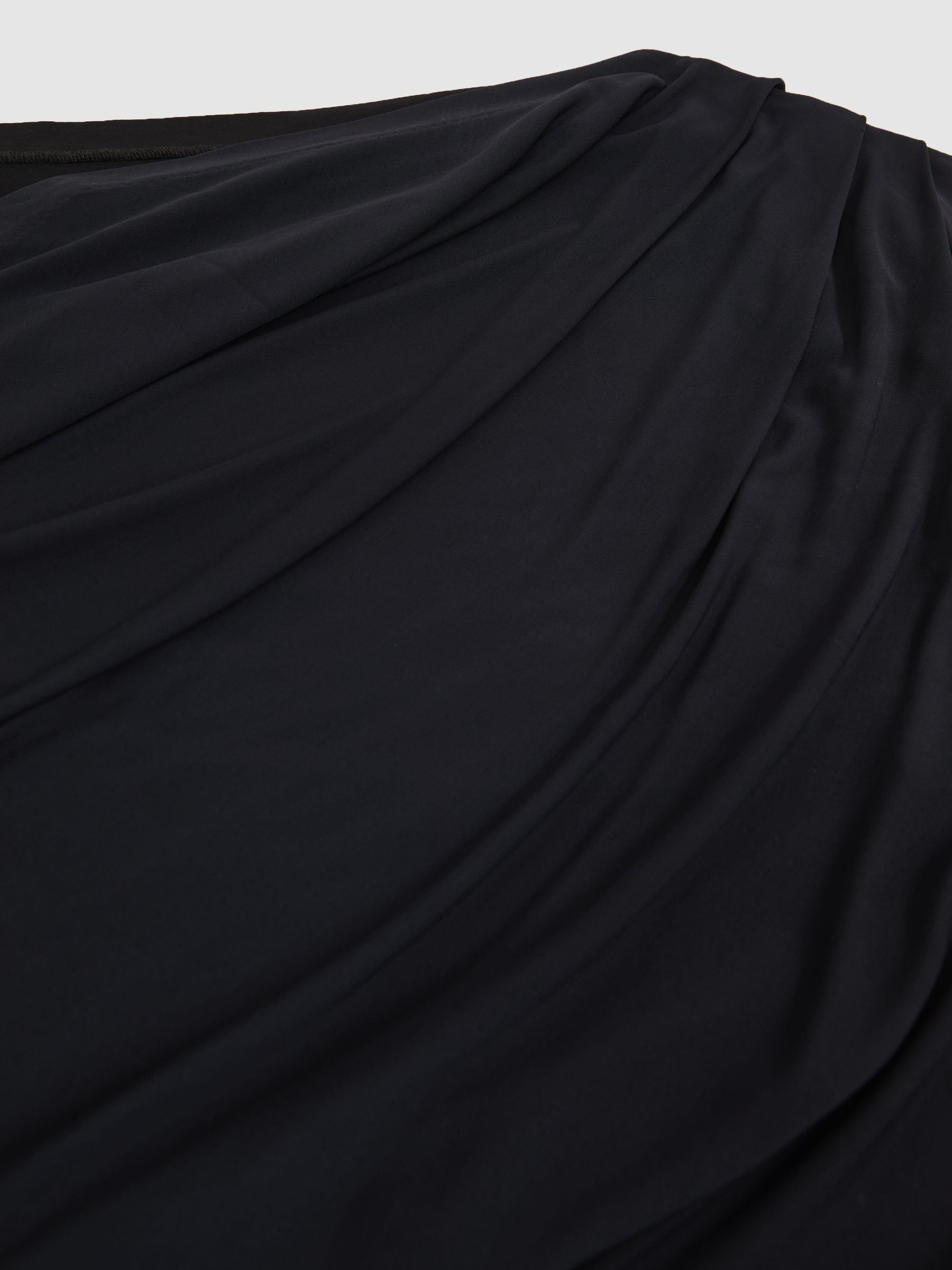 Asymmetric Draped Jersey Dress in Navy/Black