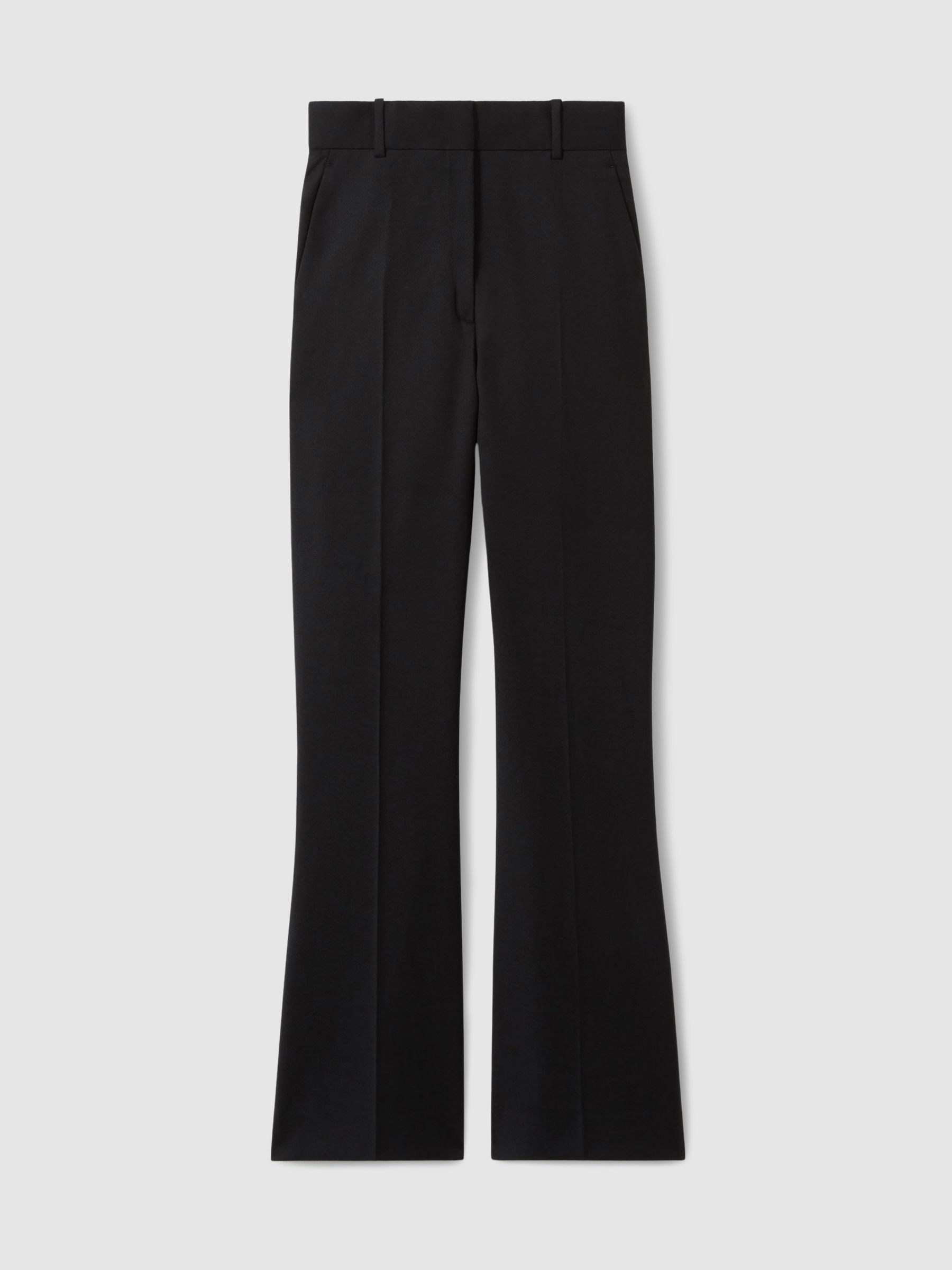 Petite Wool-Blend Tailored Flared Suit Trousers in Black