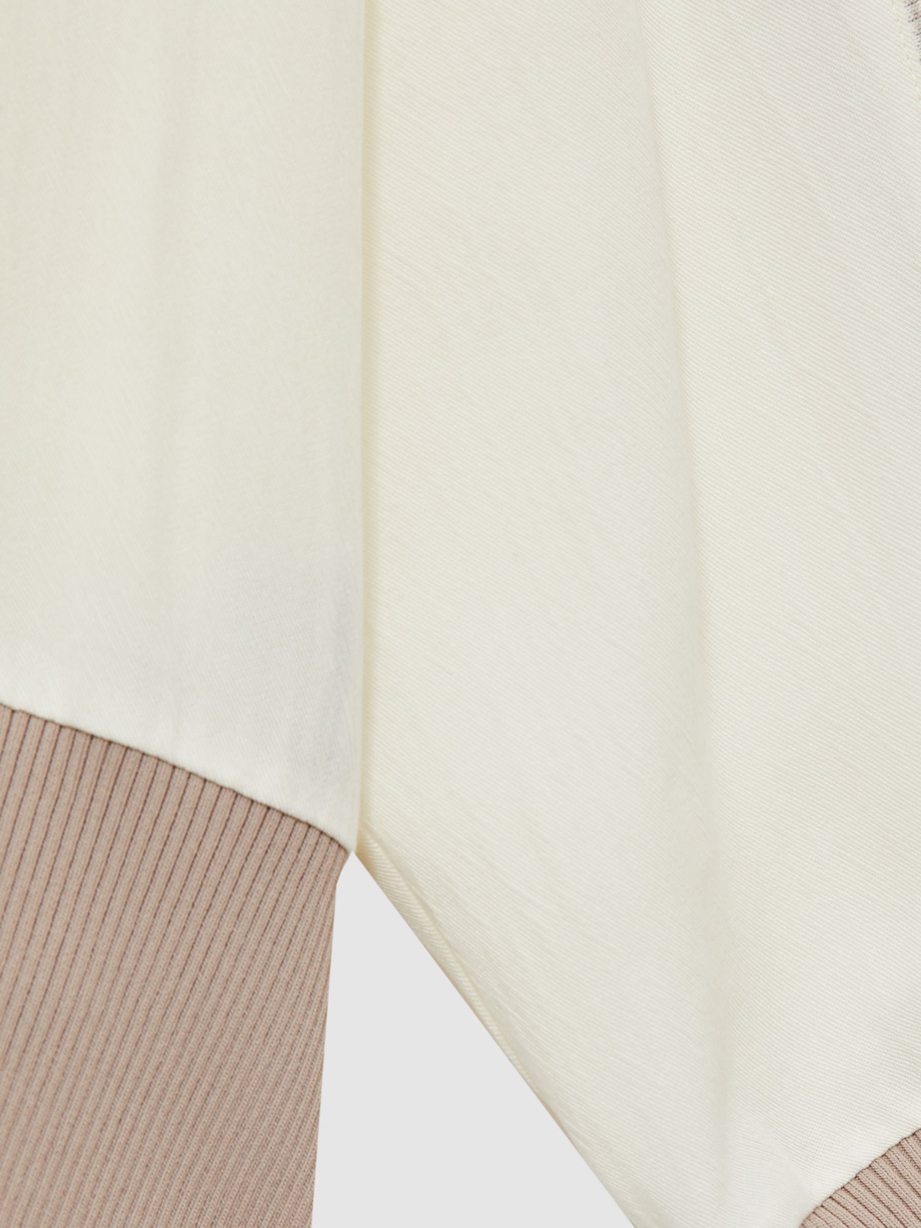 Lyocell Woven Contrast-Trim Top in Neutral