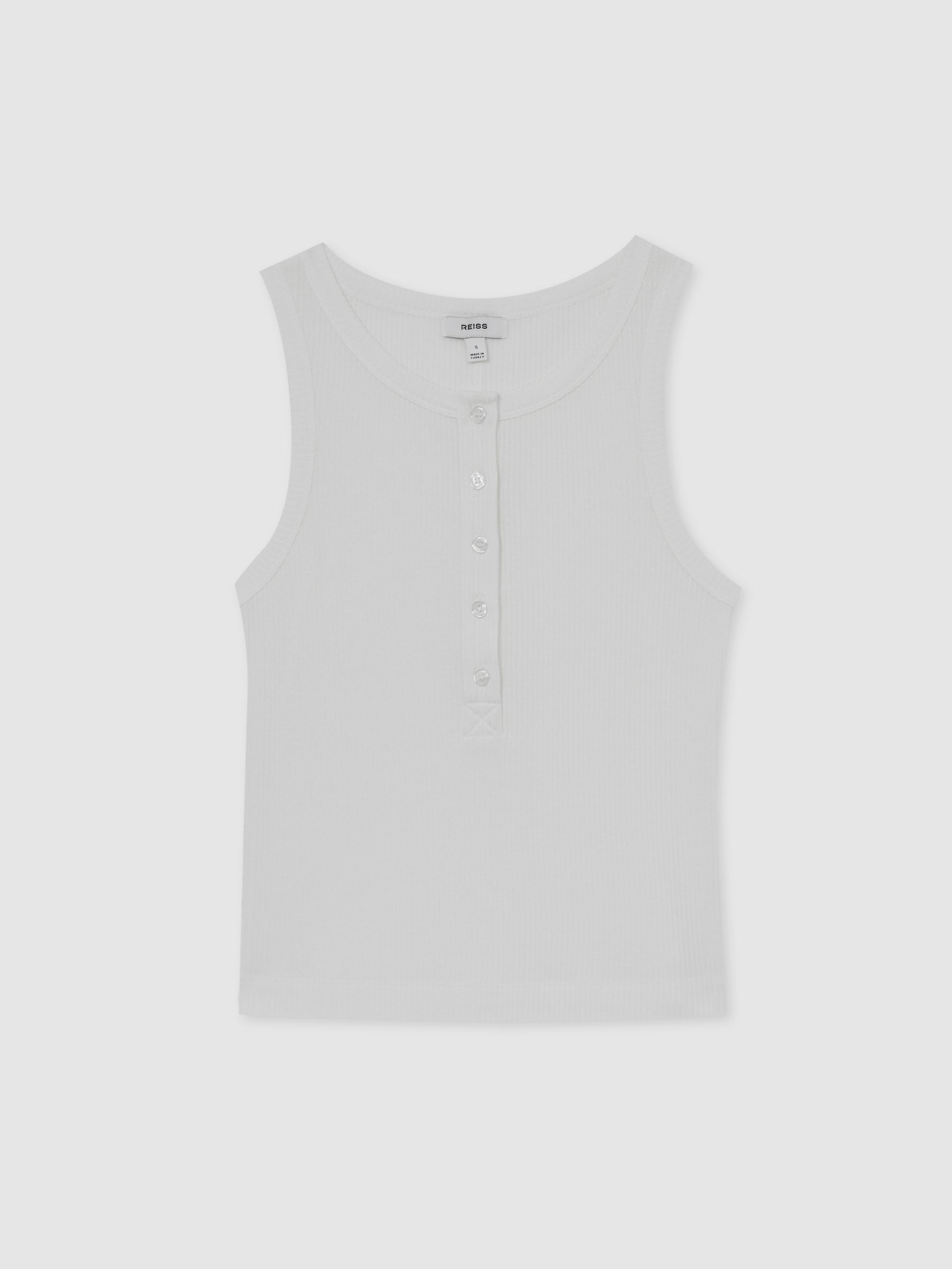 Fine-Rib Button-Placket Vest in White