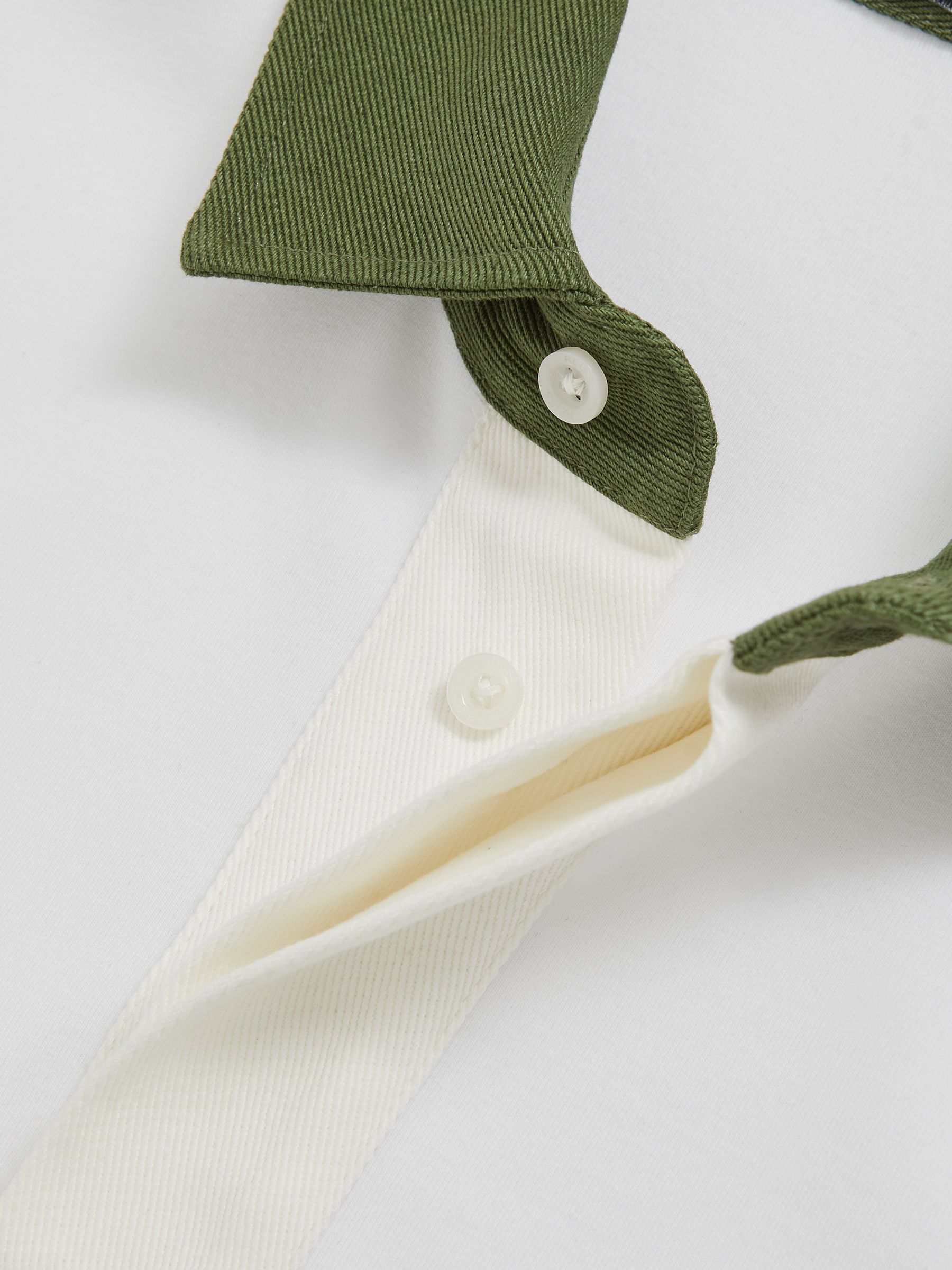 Cotton Colourblock Rugby Shirt in White/Green
