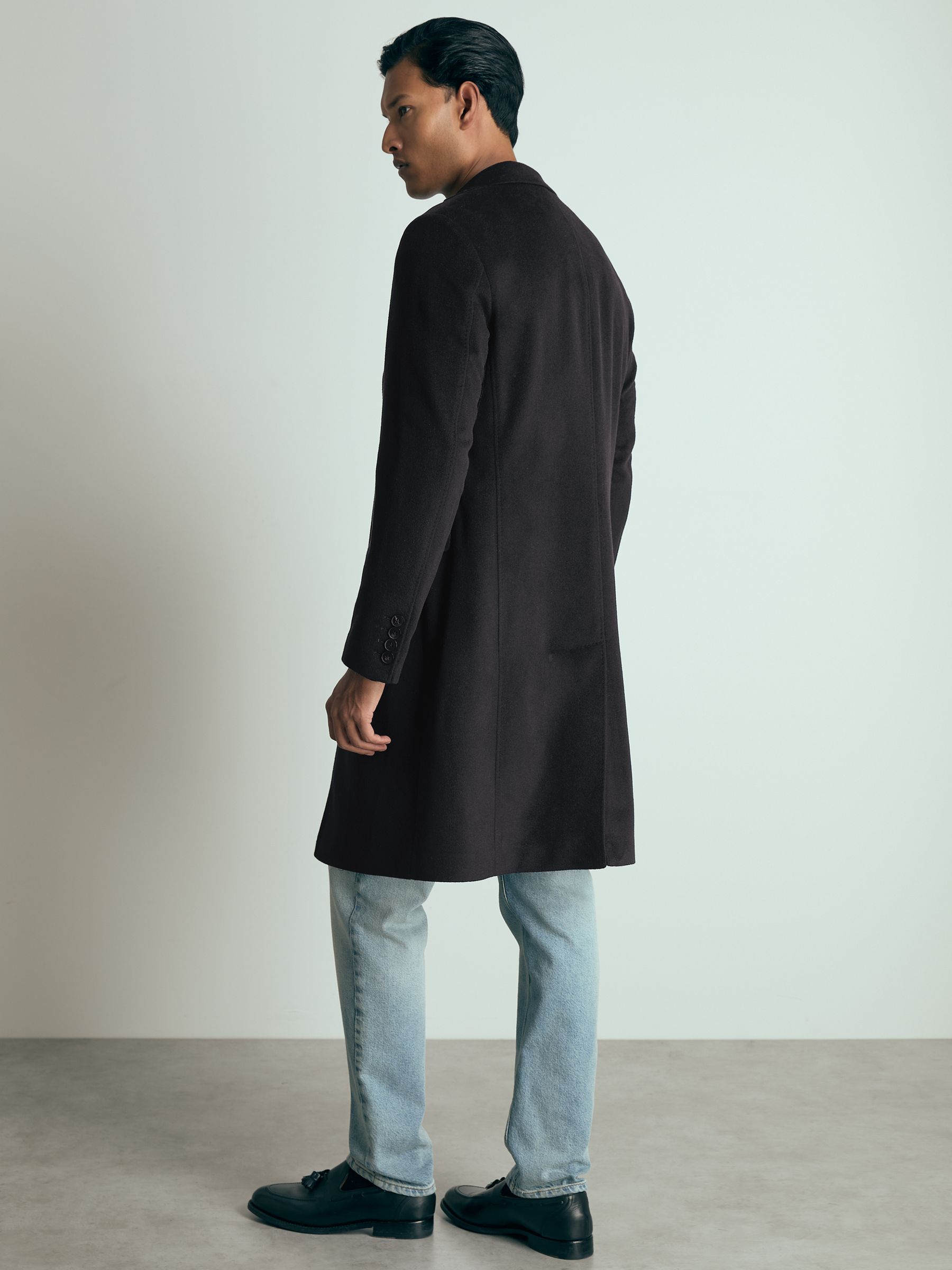 Atelier Cashmere Single-Breasted Overcoat in Navy