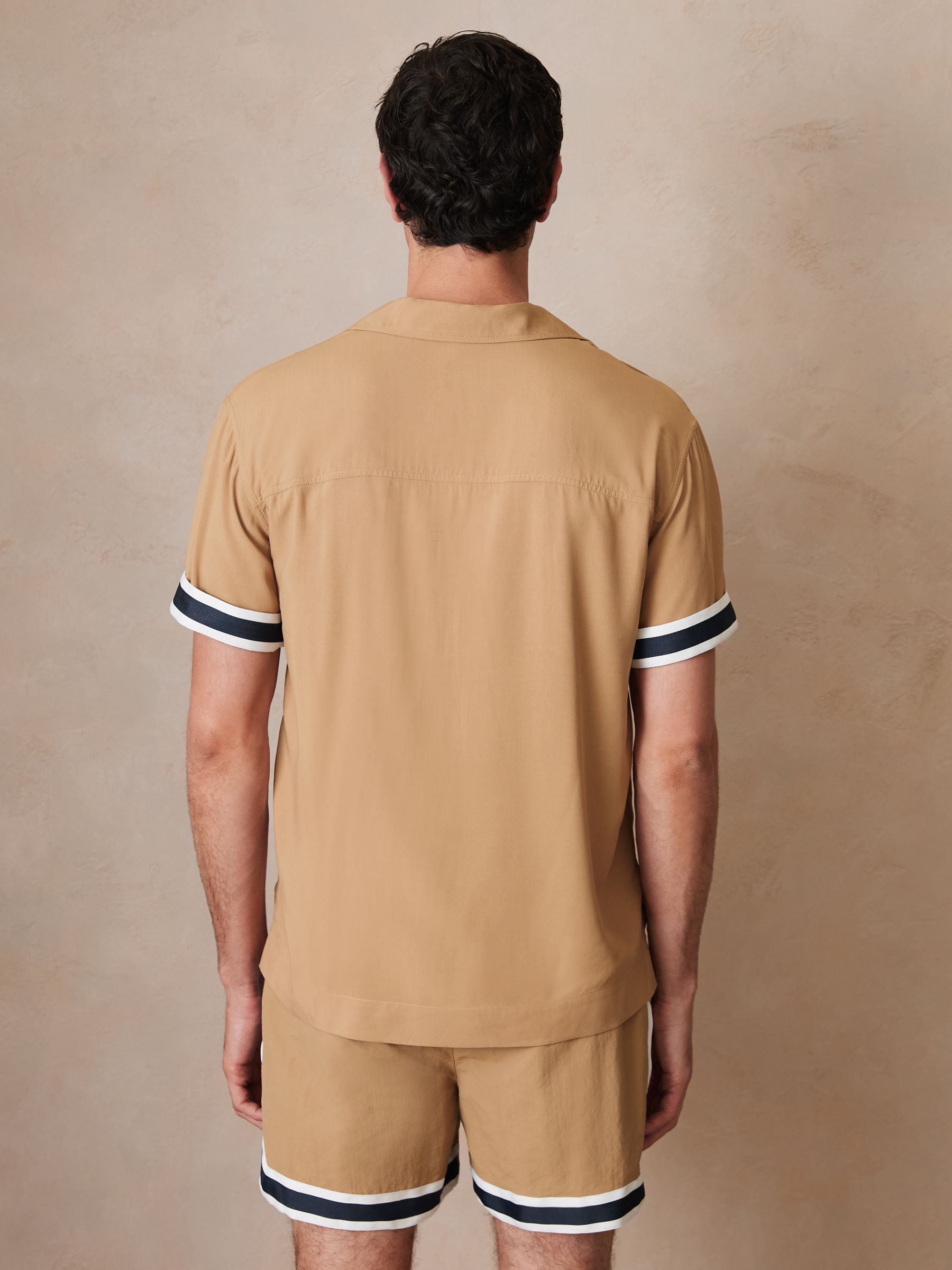 Reiss | Ché Stripe-Cuff Shirt in Camel