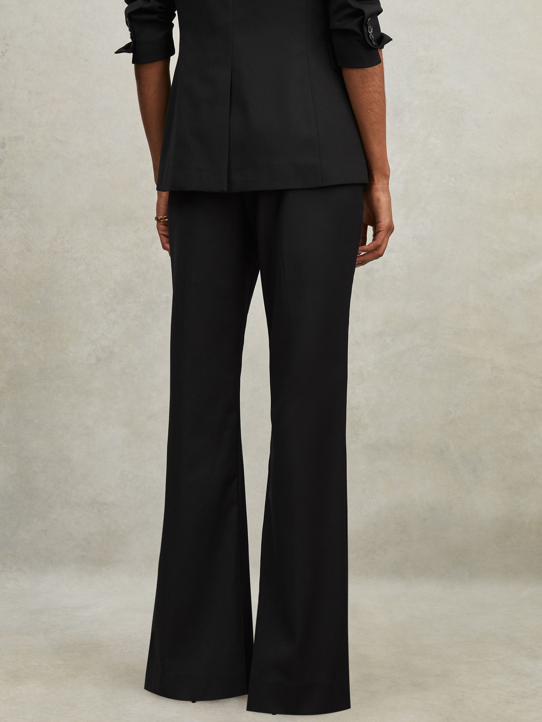 Wool-Blend Tailored Flared Suit Trousers in Black