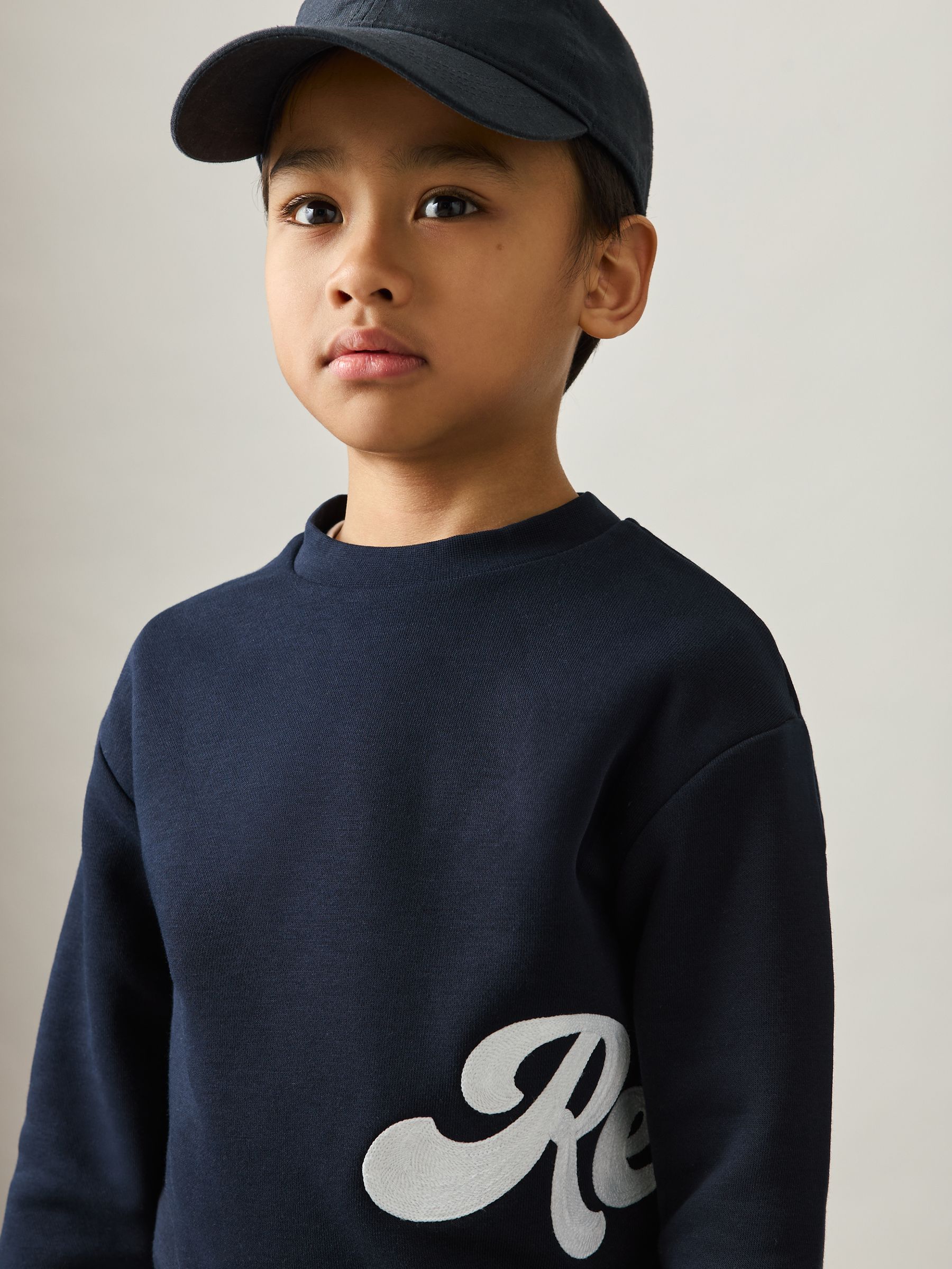 13-14 yrs Cotton-Blend Logo Script Sweatshirt in Navy