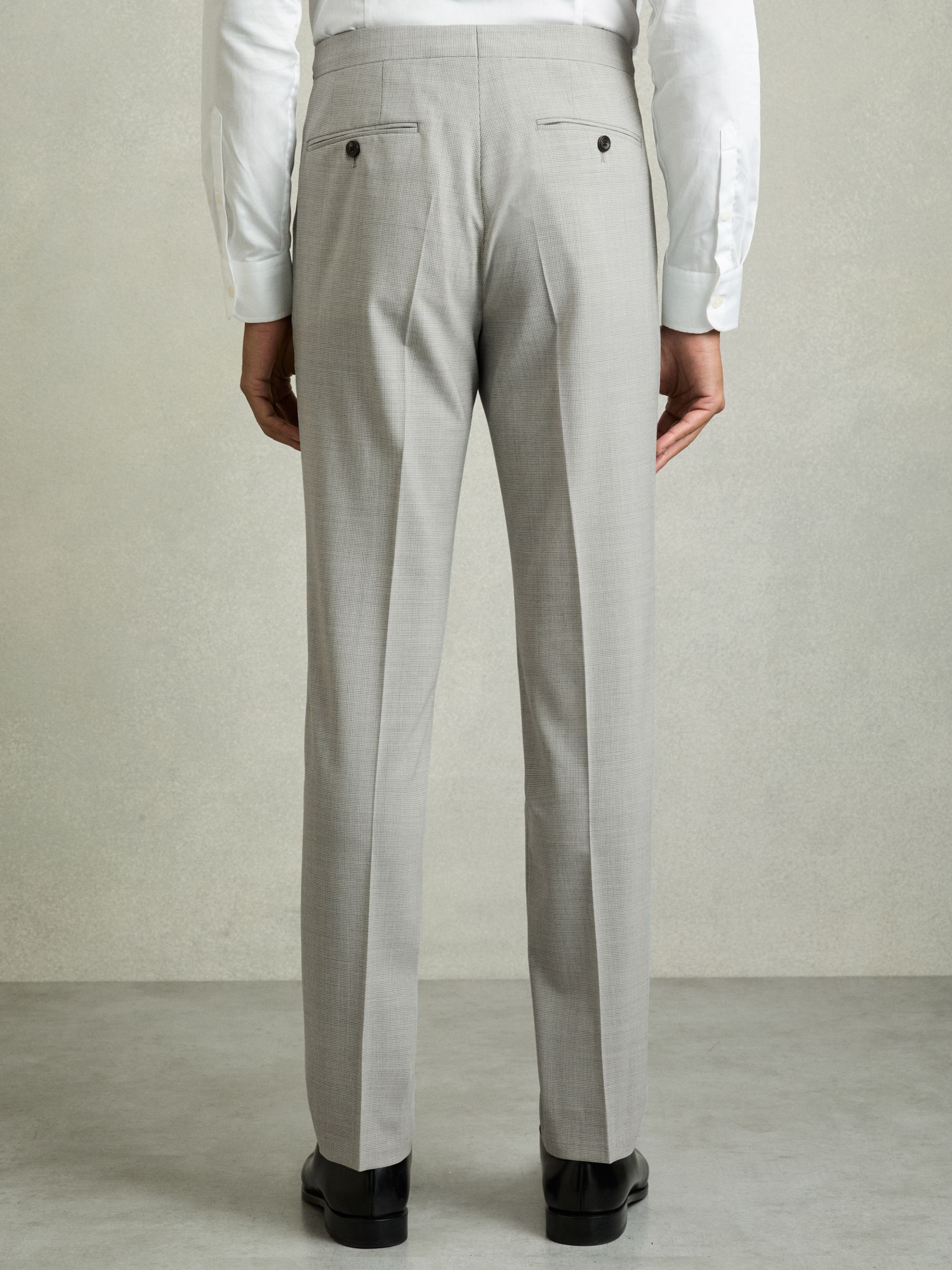 Puppytooth-Check Suit Trousers Slim-Fit in Grey