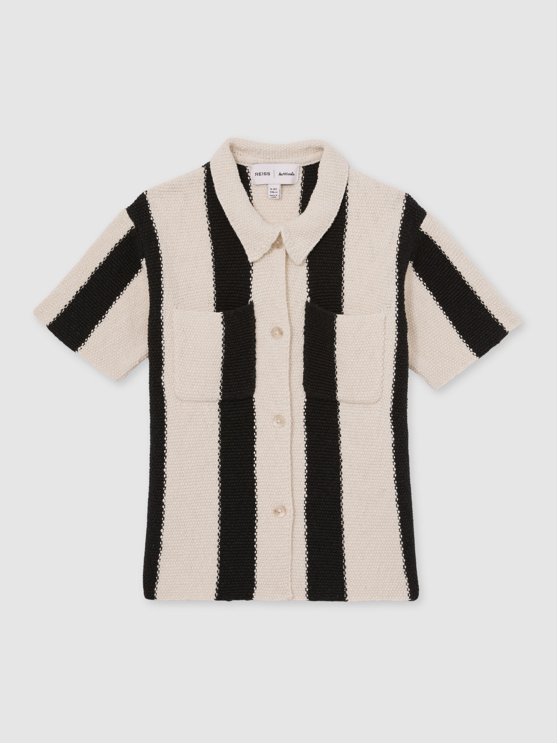 4-9 yrs Reiss | Les 100 Ciels Stripe Knit Shirt in Black
