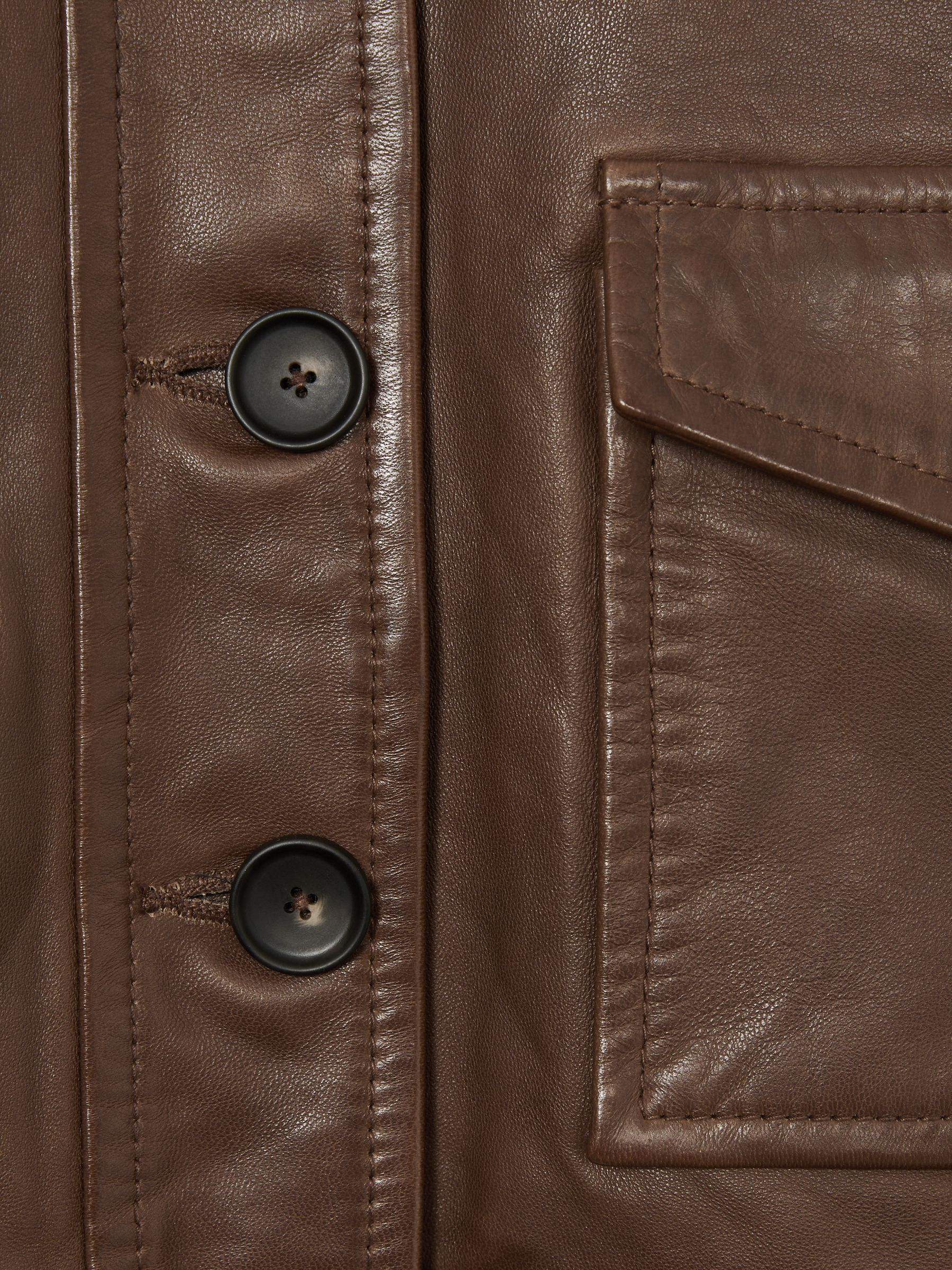 9-13 yrs Leather Patch-Pocket Jacket in Brown