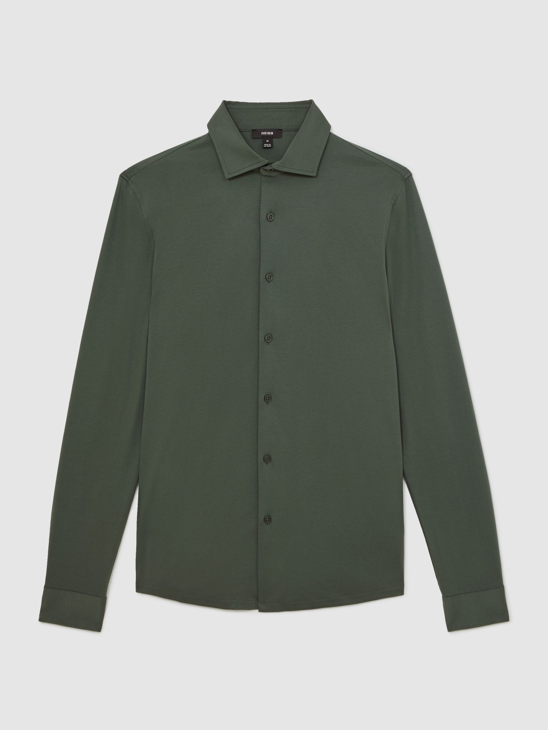Air-Water Cotton Button-Through Shirt in Kale Green