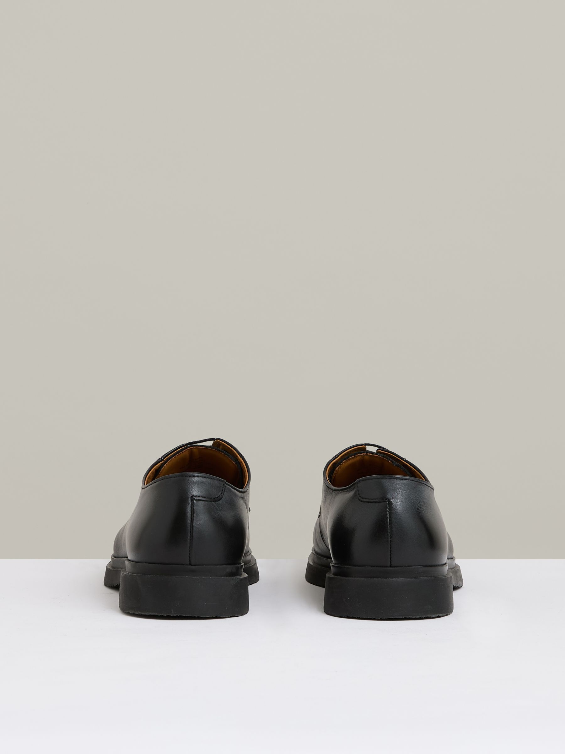 Leather Lace-Up Derby Shoes in Black