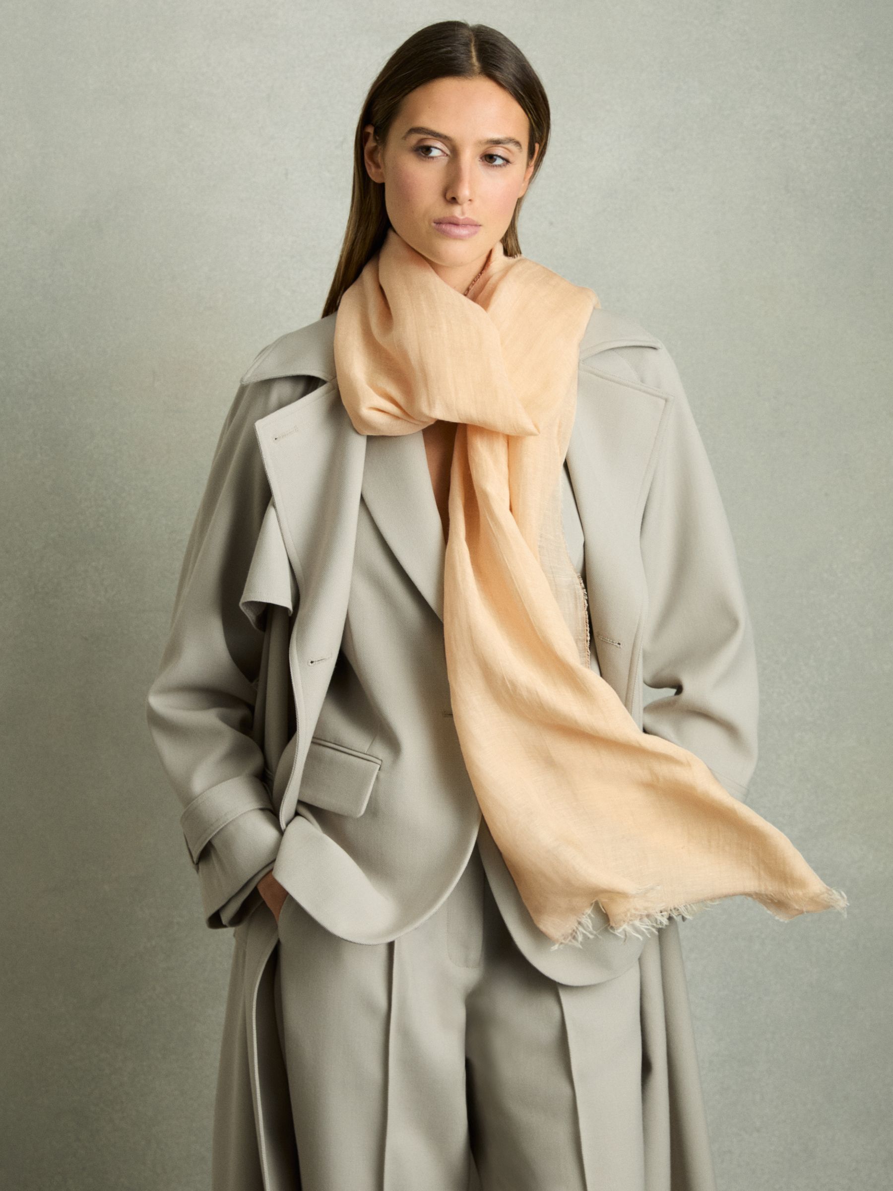 Modal-Linen Scarf With Silk in Neutral