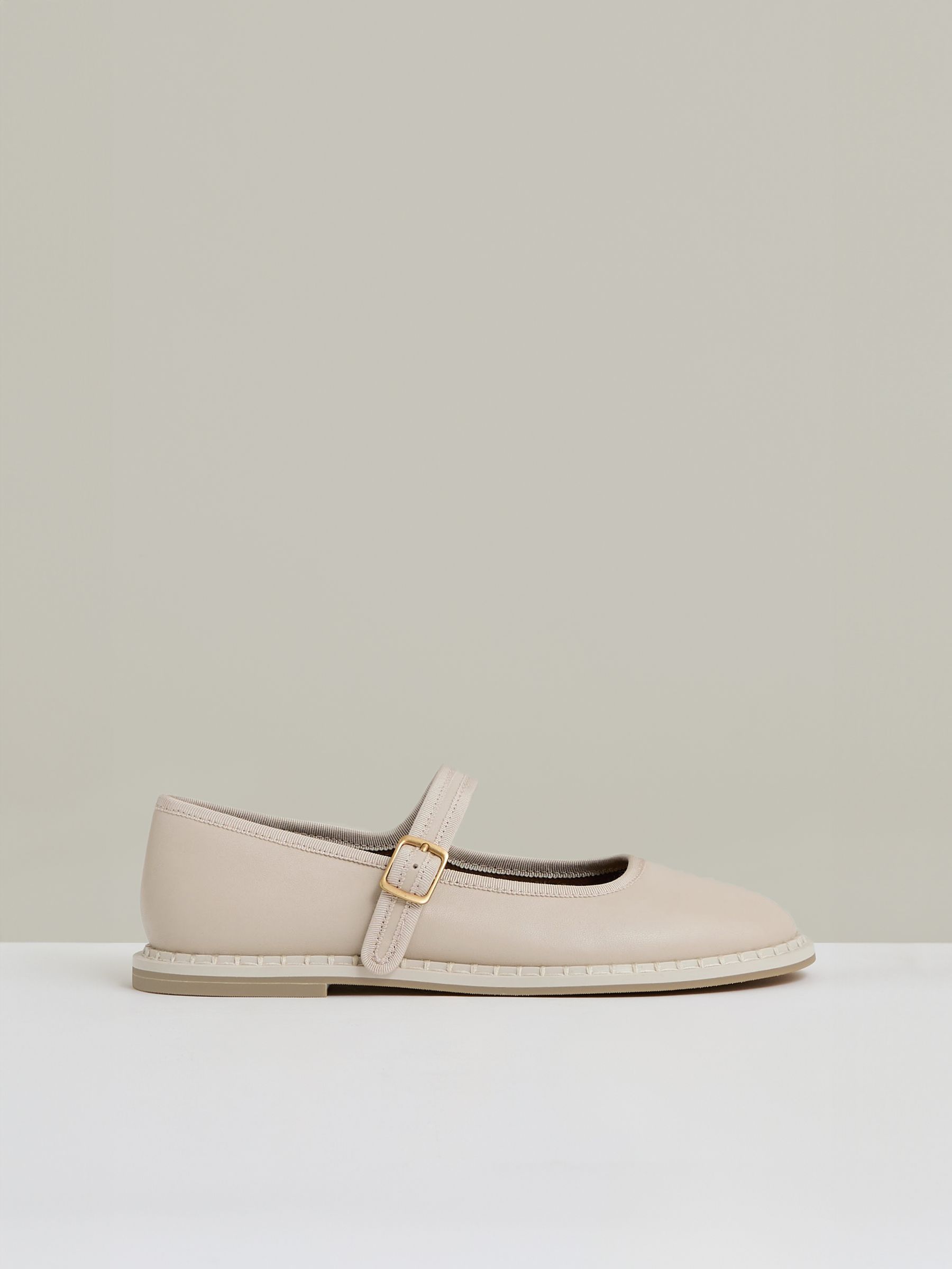 Leather Mary-Jane Shoes in Off White