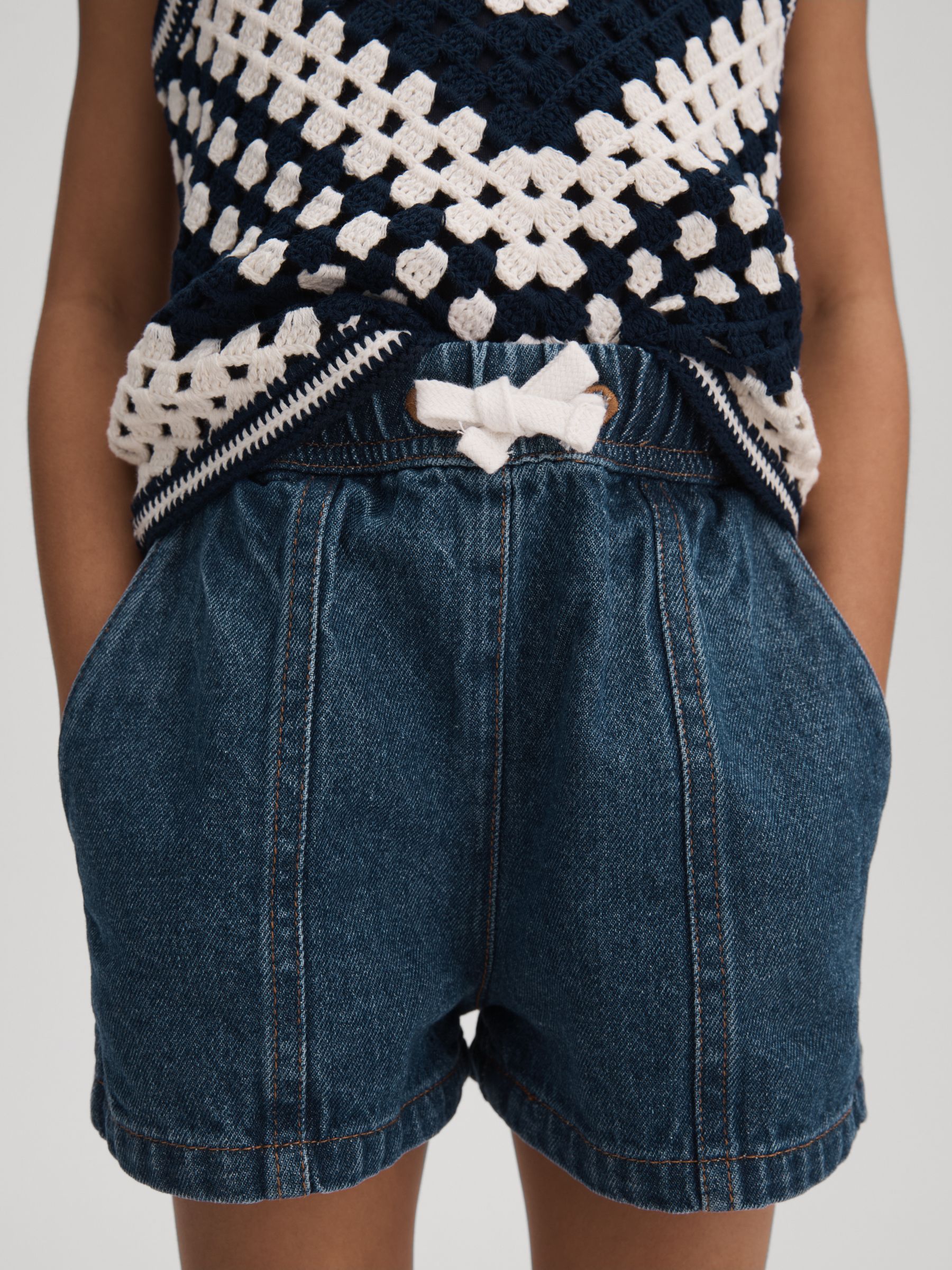 9-13 yrs Drawstring Denim Shorts in Blue