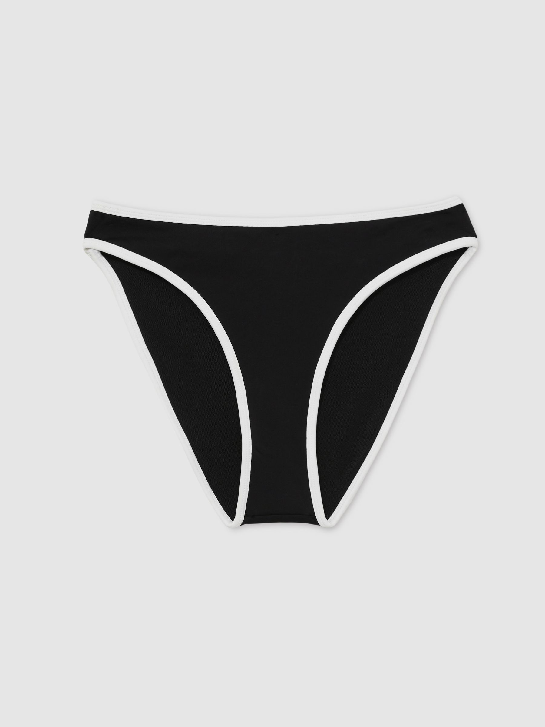 Good American Contrast-Trim Bikini Bottoms in Black