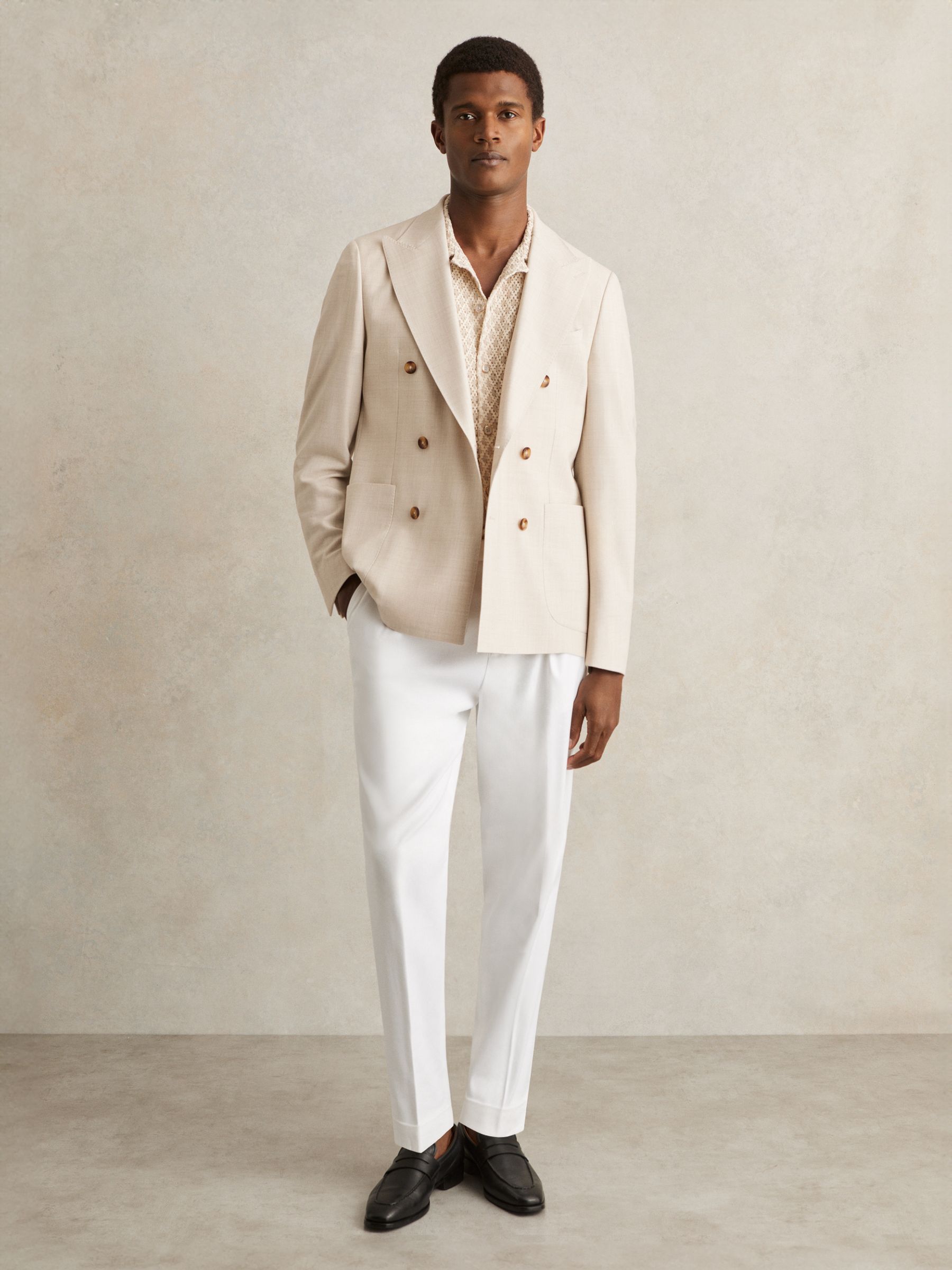 Cotton-Blend Tapered Trousers in White