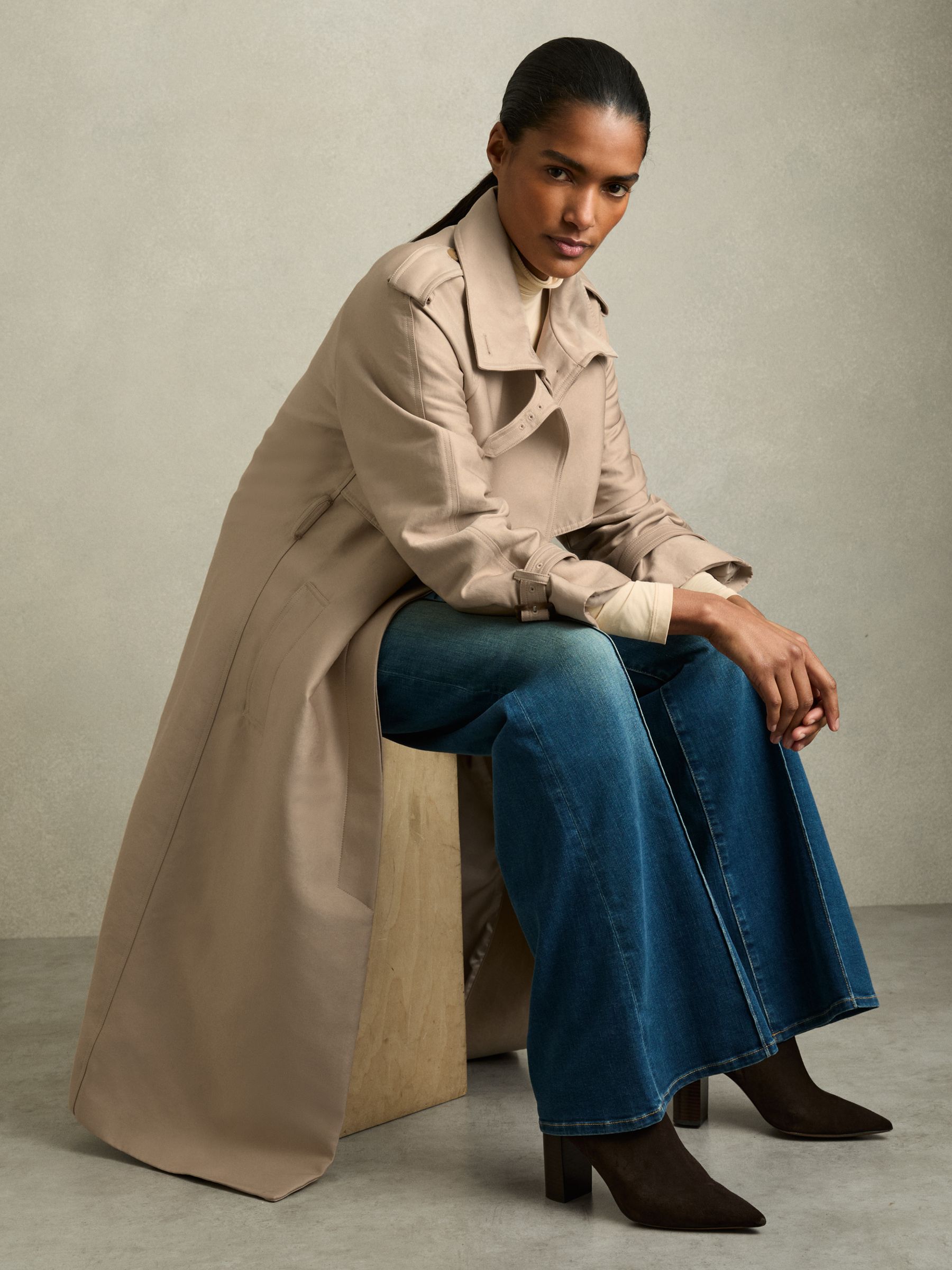 Gabardine Trench Coat with Cotton in Neutral