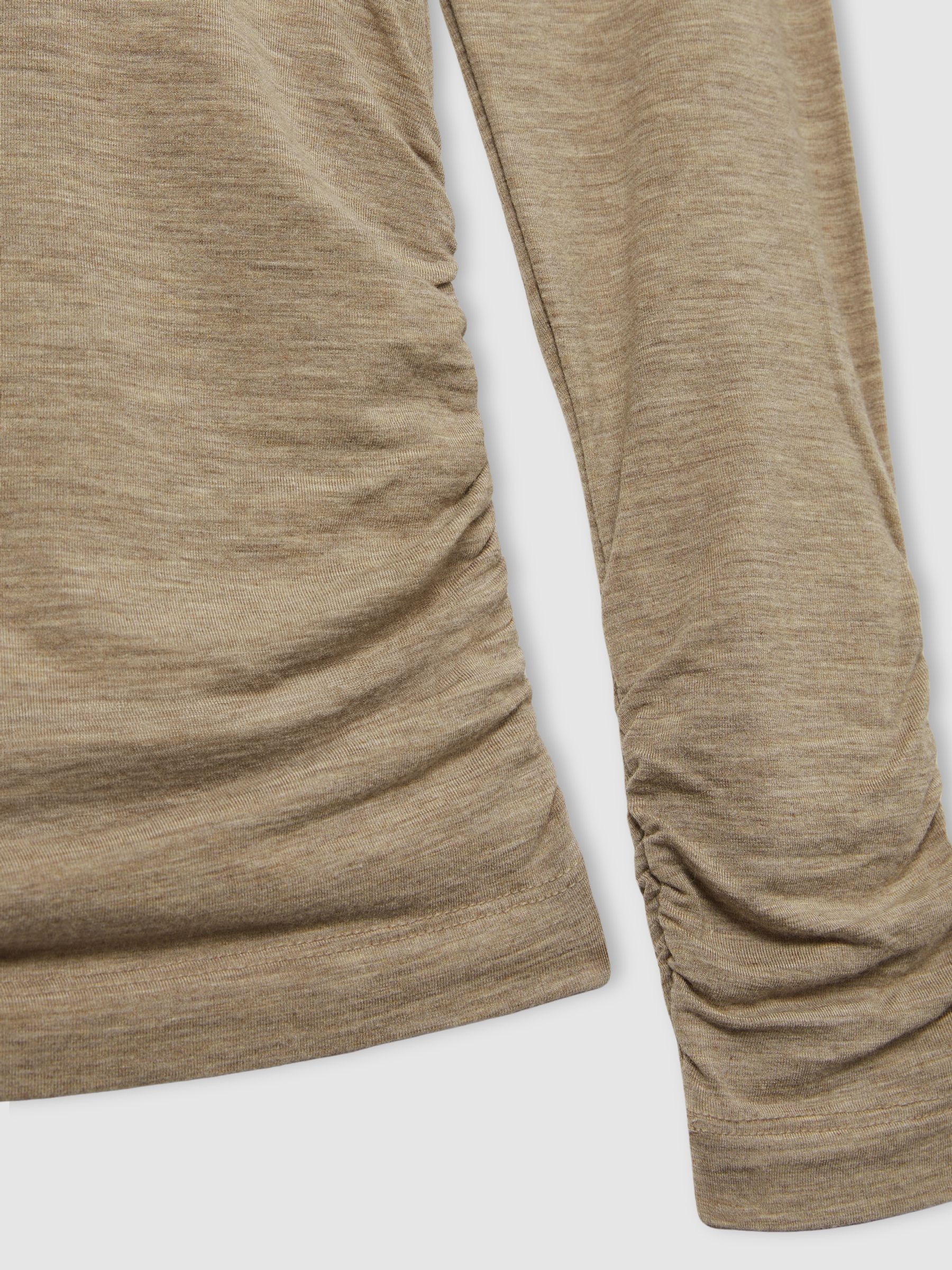 Ruched Jersey Top with Wool in Neutral