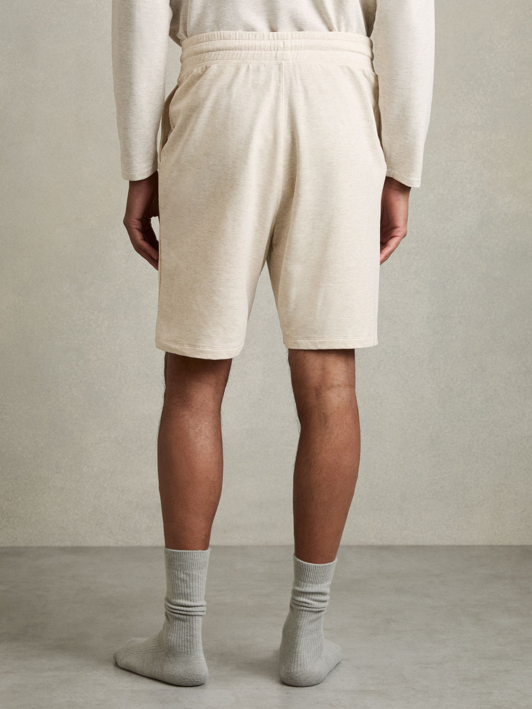 Drawstring Fleece Lined Shorts in Oatmeal Melange